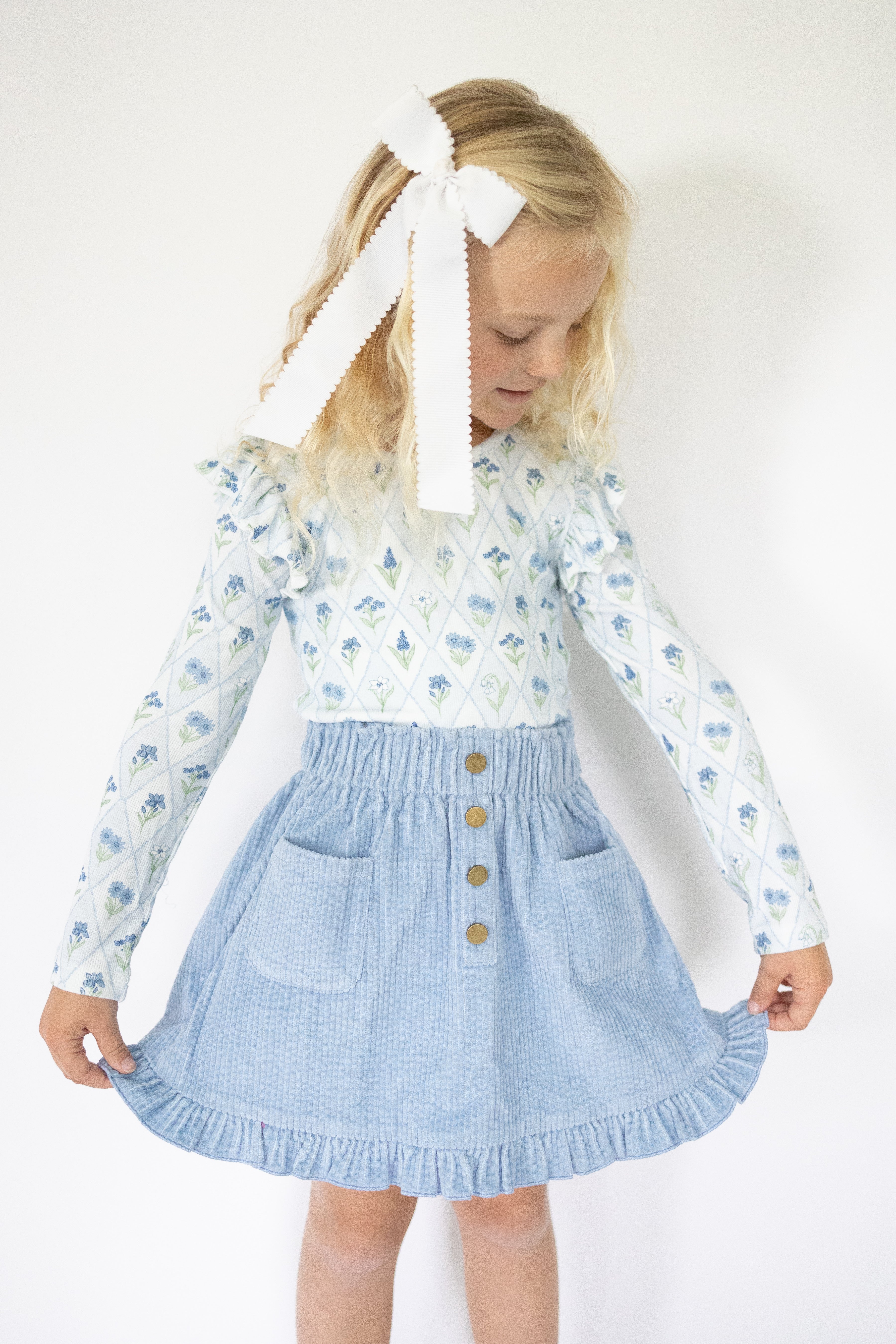 Ribbed Ruffle Top - Skyloom (Pre-Order)