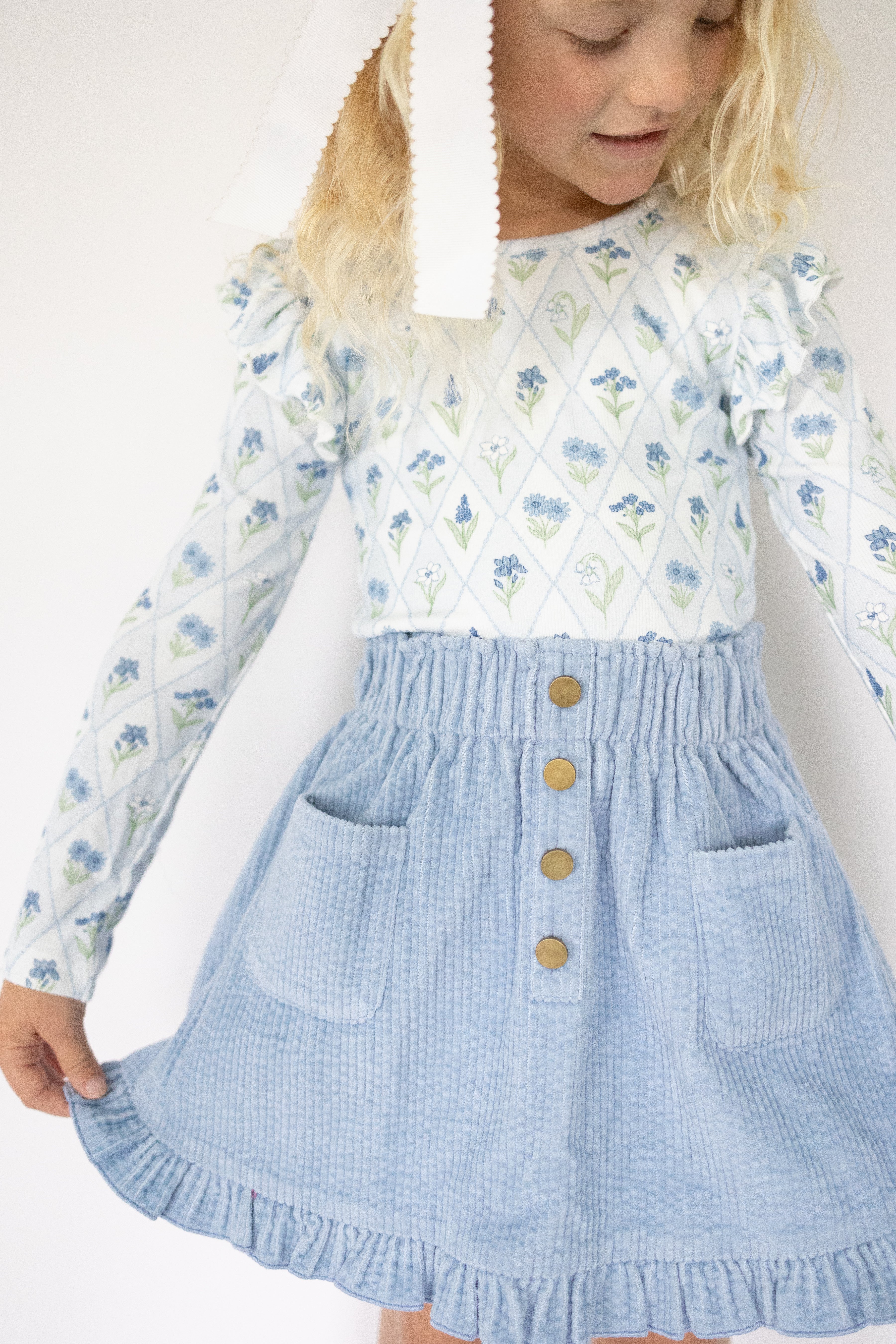 Ribbed Ruffle Top - Skyloom (Pre-Order)
