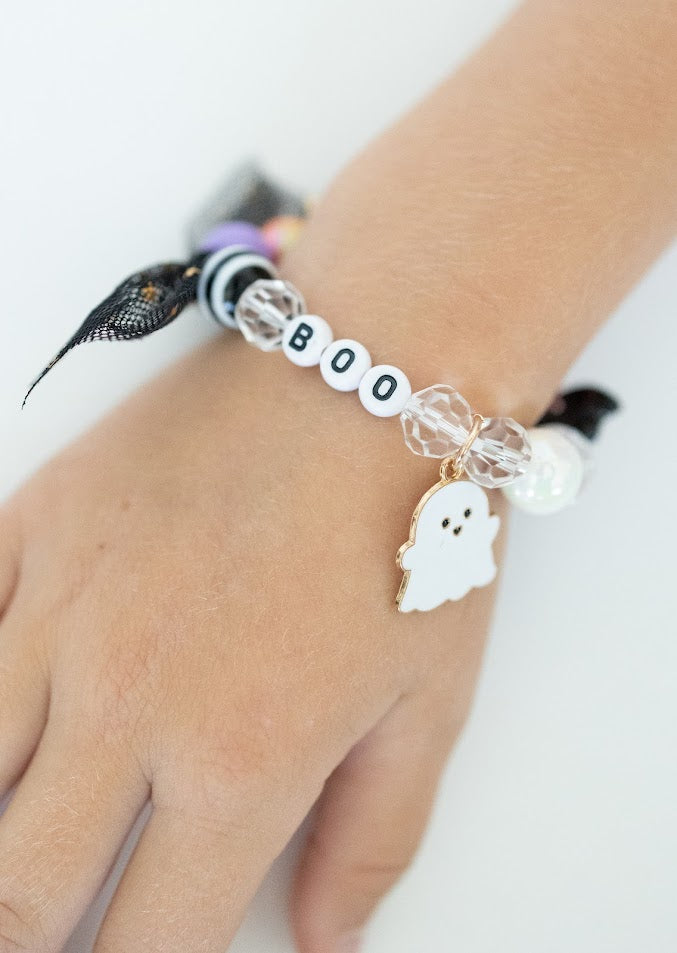 Crushed Glass Bead Stretch Bracelet - Boo