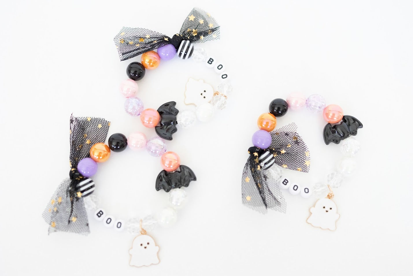 Crushed Glass Bead Stretch Bracelet - Boo