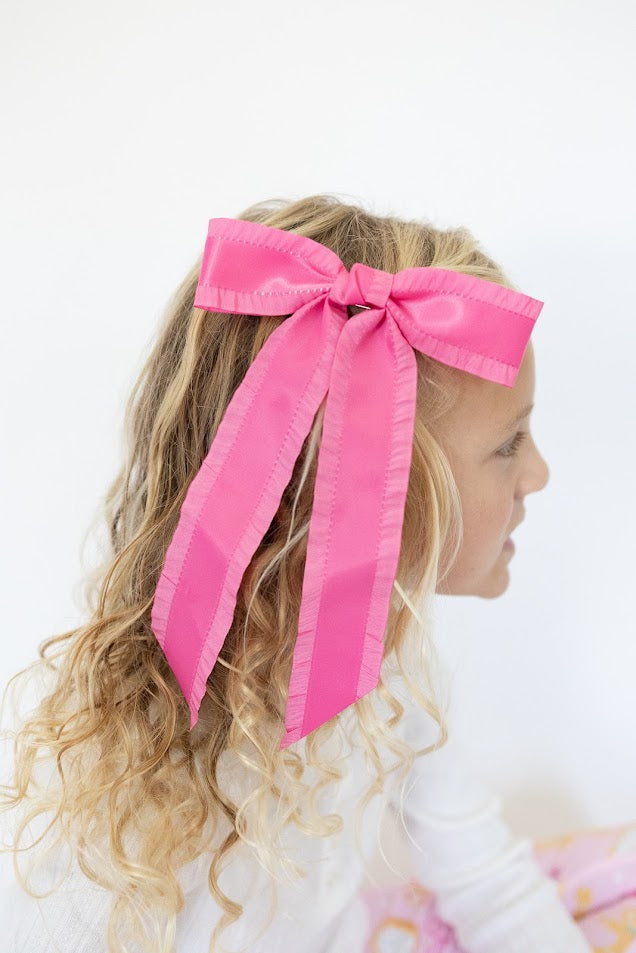 Ruffle Trim Hair Bow - Macaron Muse