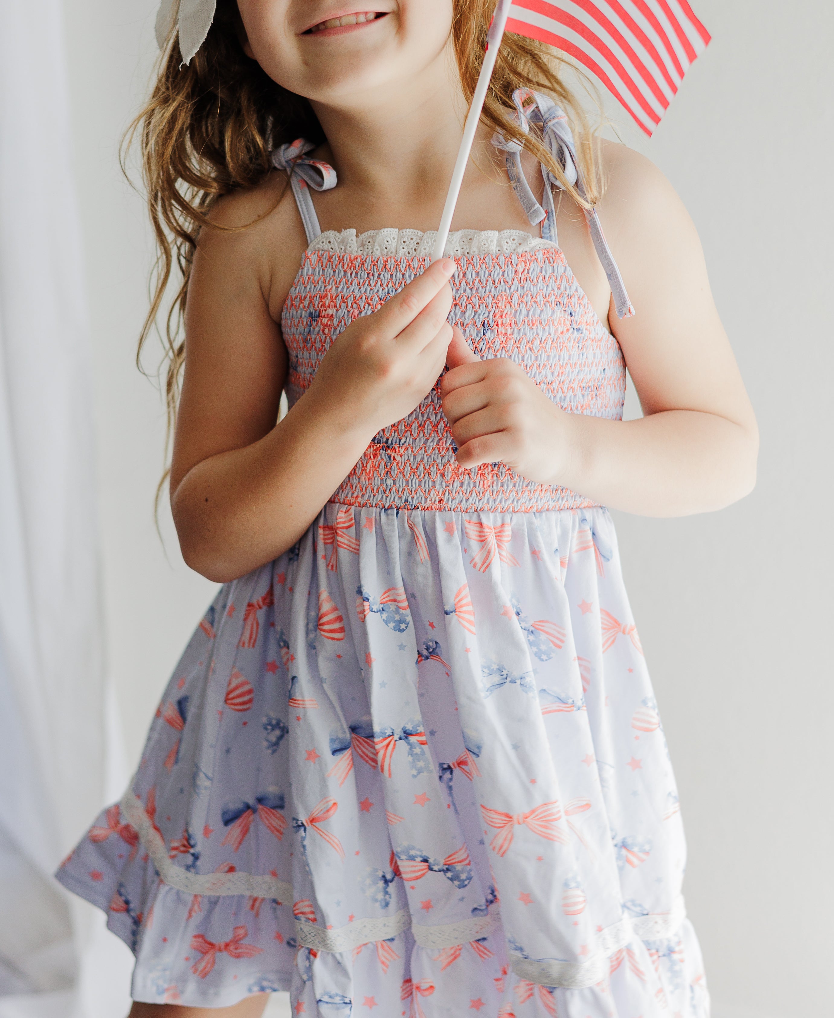 Elara Smocked Knit Dress - Red White & Bow (Pre-Order)