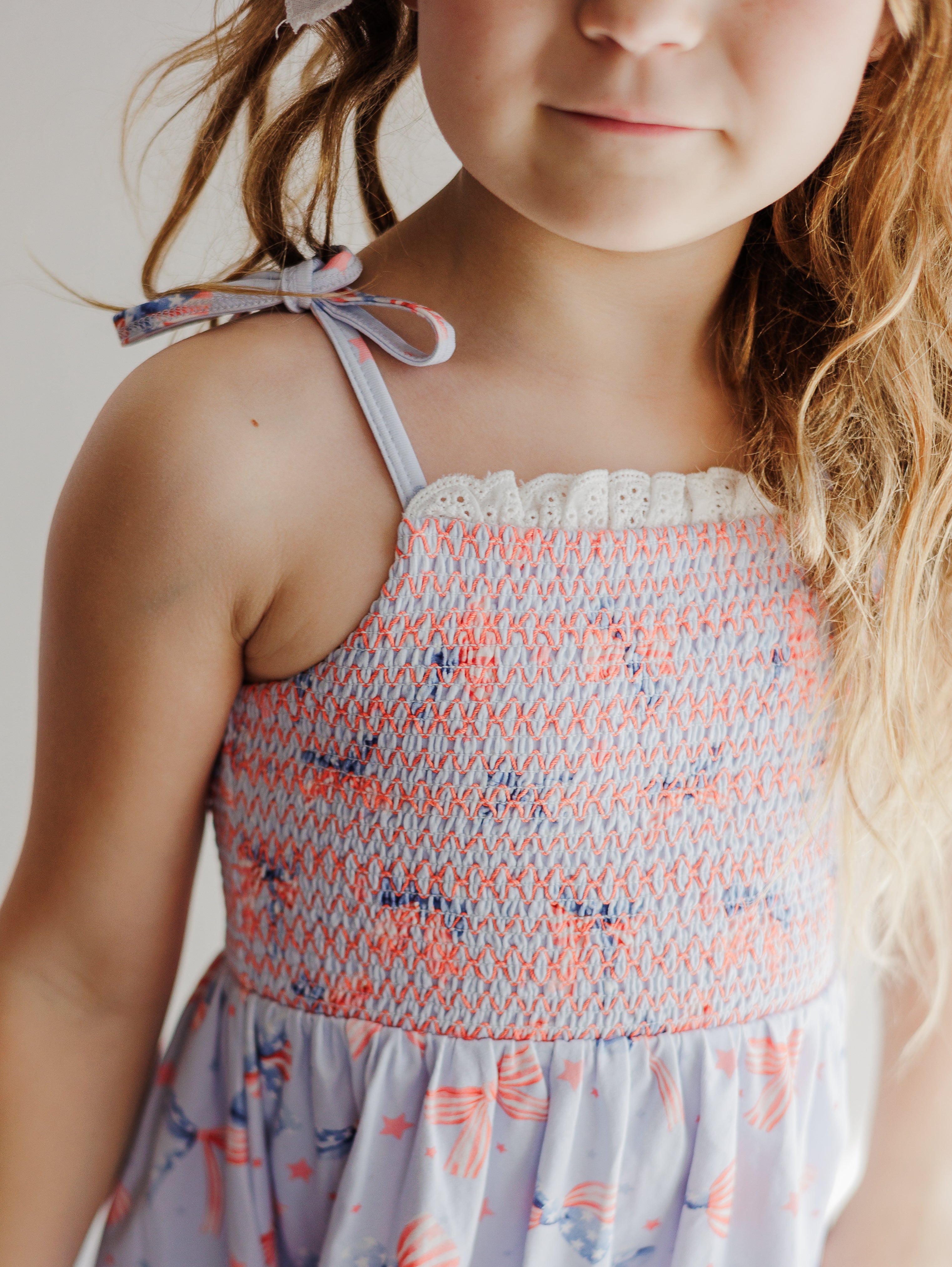 Elara Smocked Knit Dress - Red White & Bow (Pre-Order)
