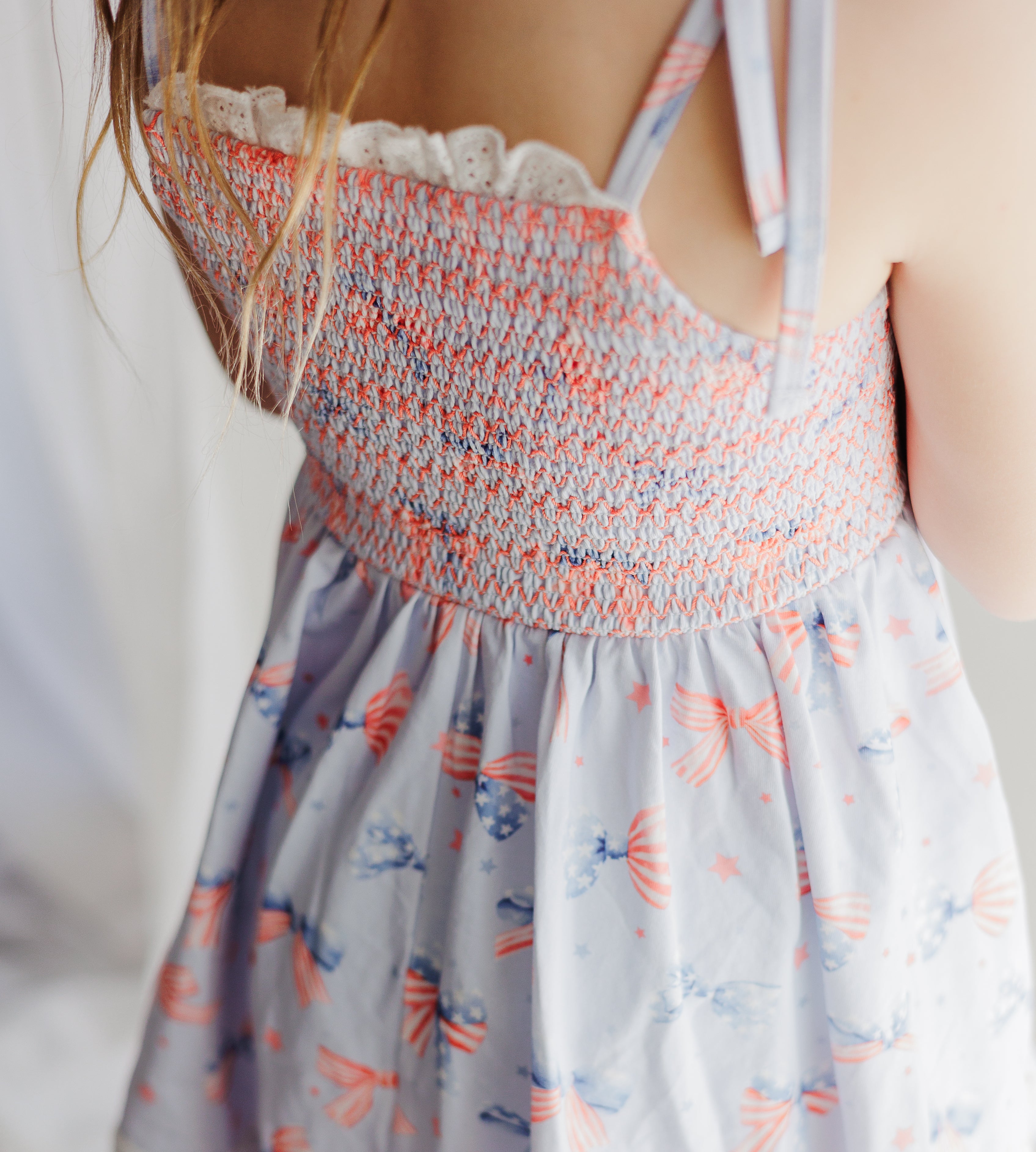 Elara Smocked Knit Dress - Red White & Bow (Pre-Order)
