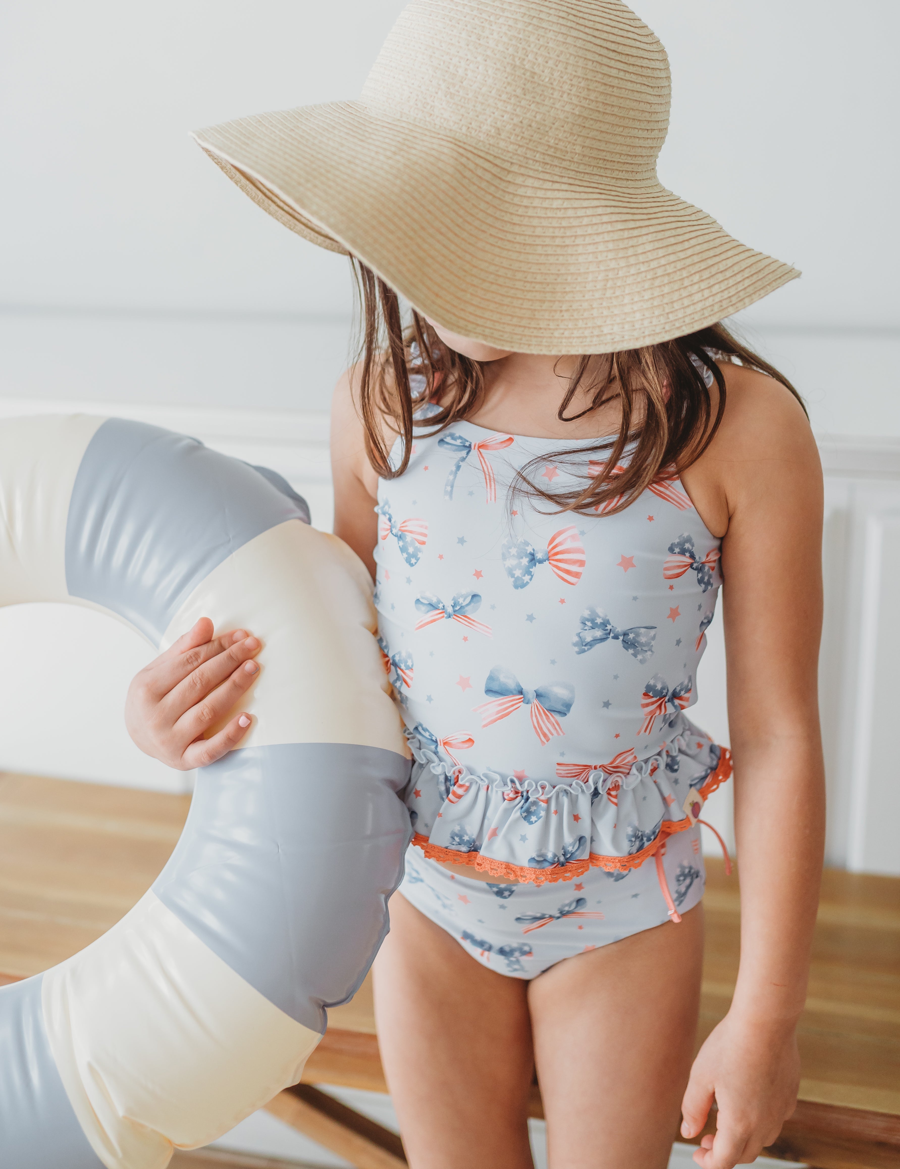Selah Tankini Swimsuit - Red White & Bow