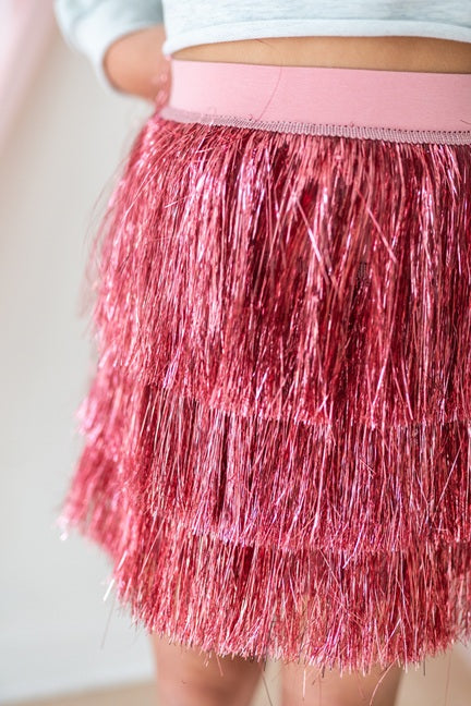 Sweetheart Sparkle Tinsel Skirt - Pink