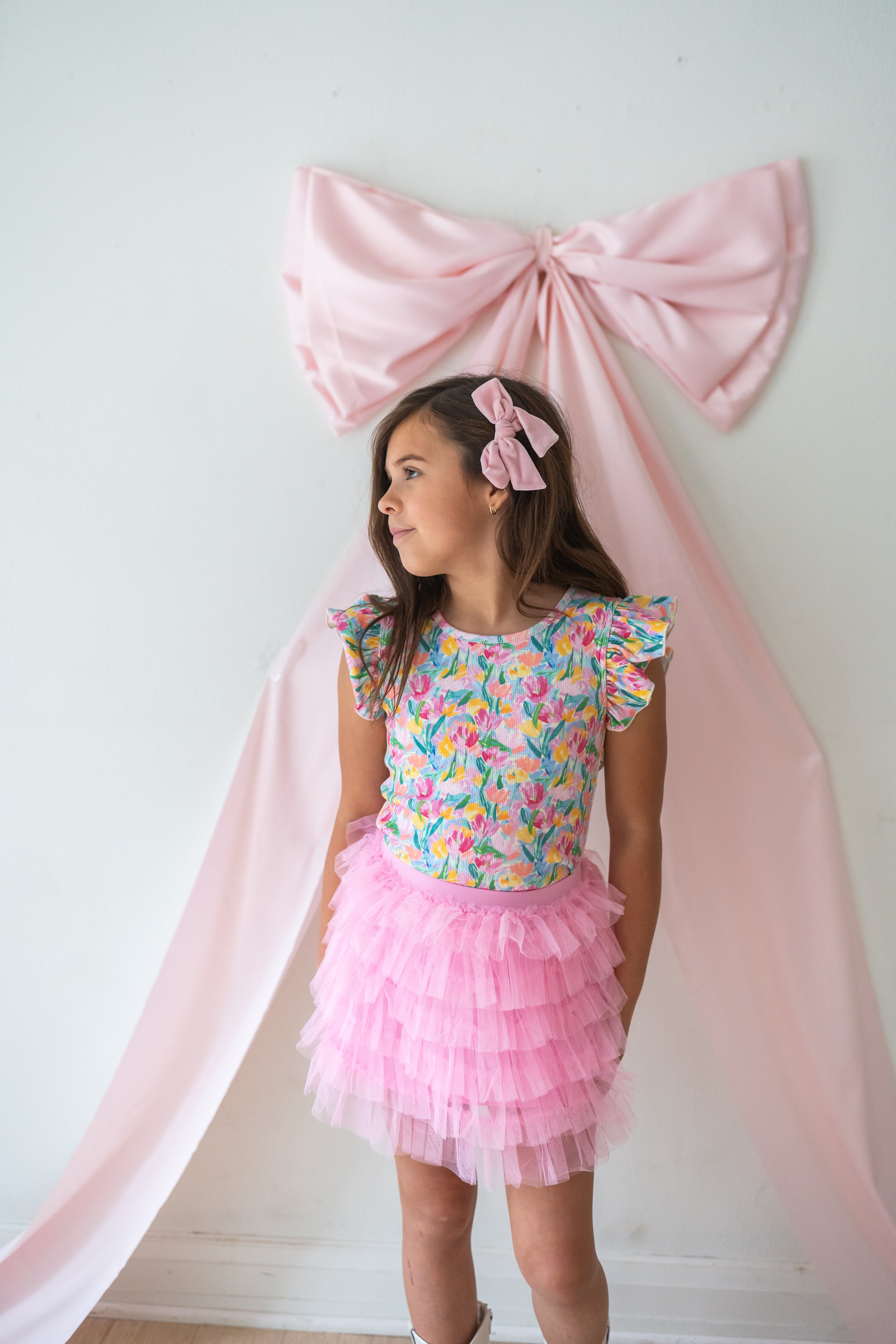Ribbed Ruffle Top - Tulip Twirl