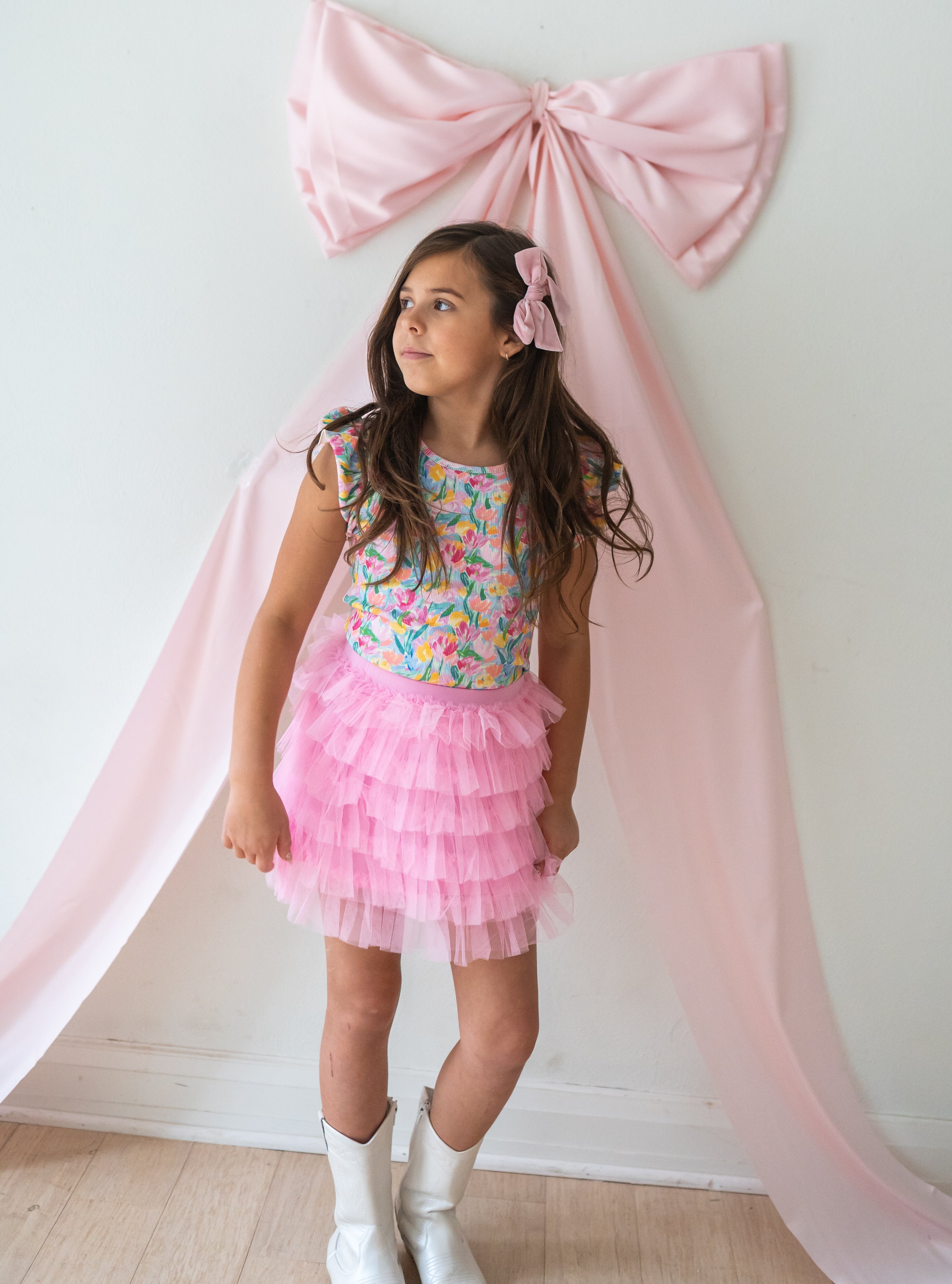 Ribbed Ruffle Top - Tulip Twirl