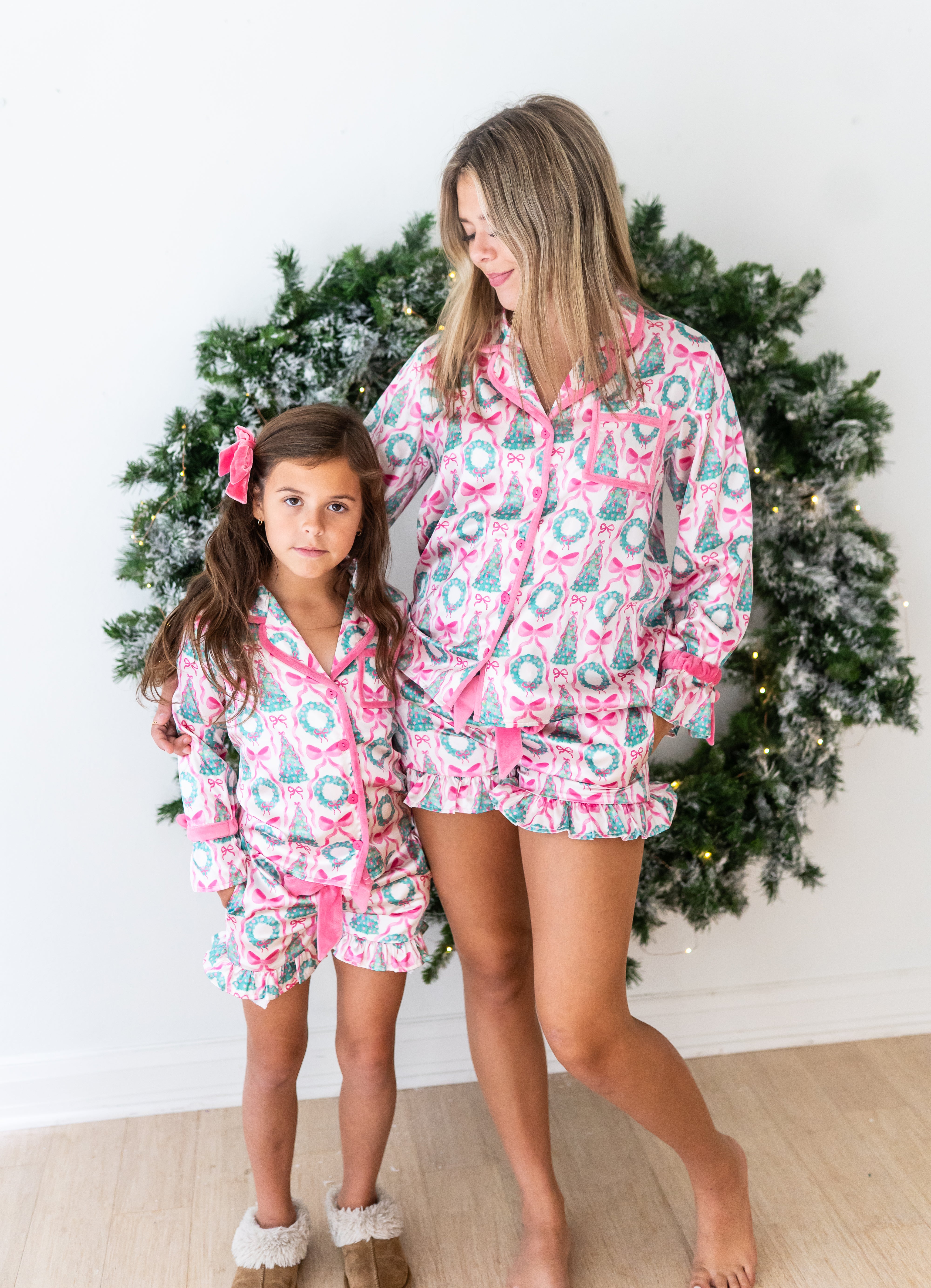 Satin Loungewear Set - Wreath & Wonder (Pre-Order)