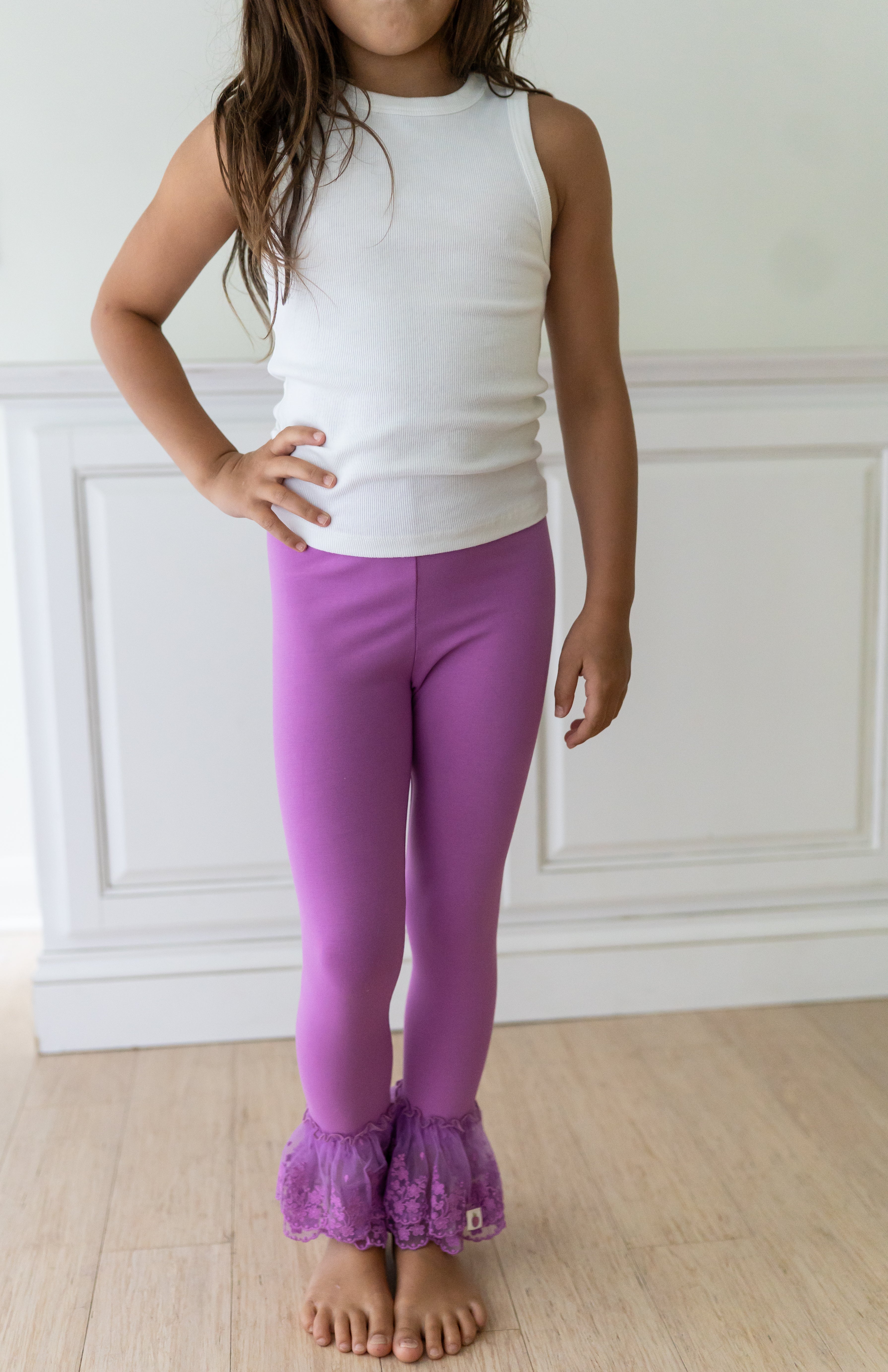 Lace Ruffle Leggings - Fuchsia