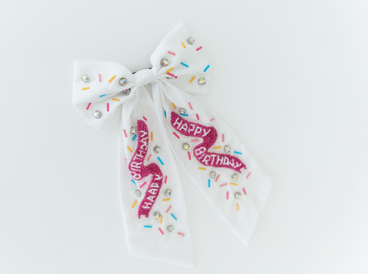 Beaded Hair Bow - Happy Birthday