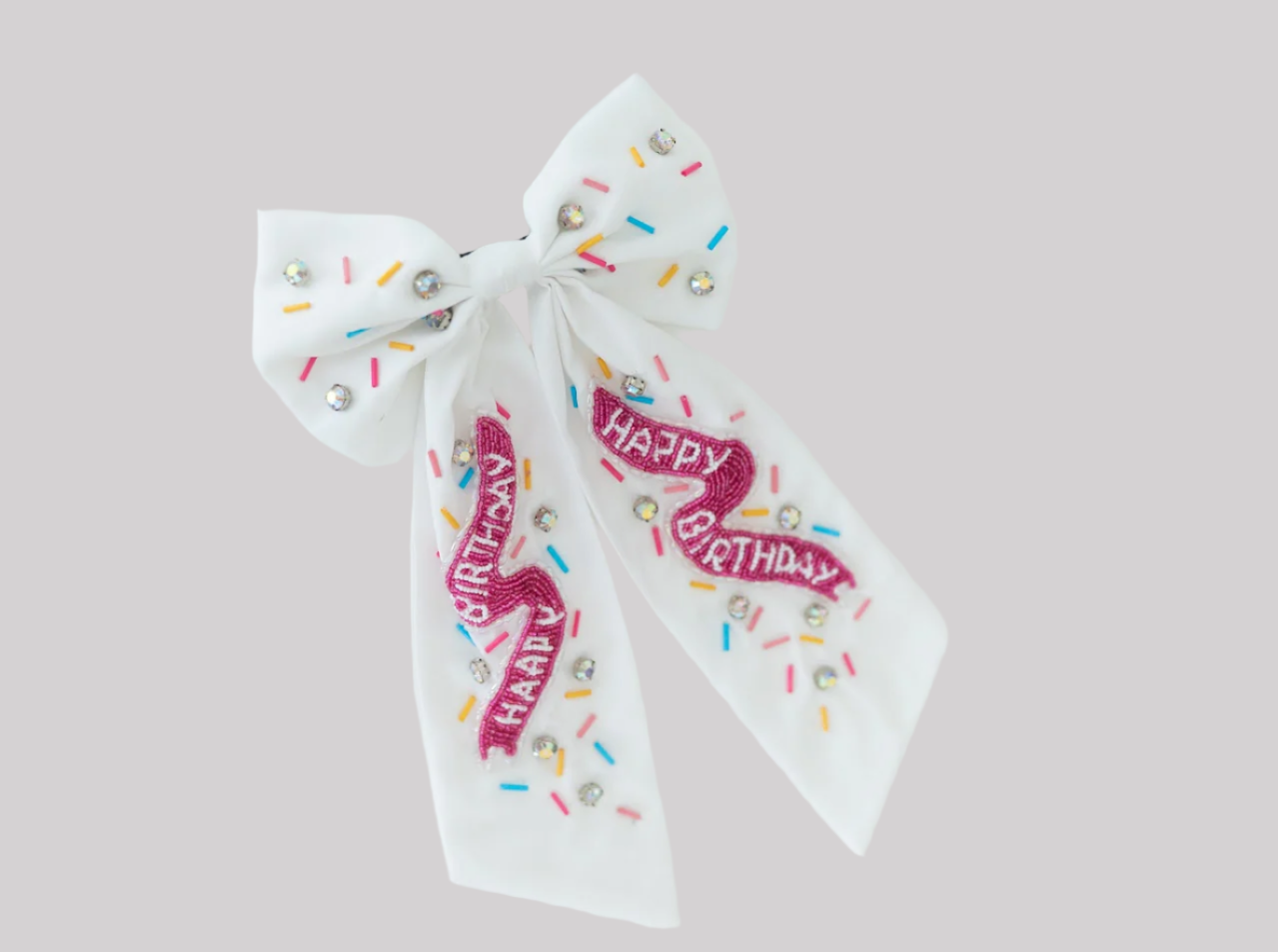 Beaded Hair Bow - Happy Birthday