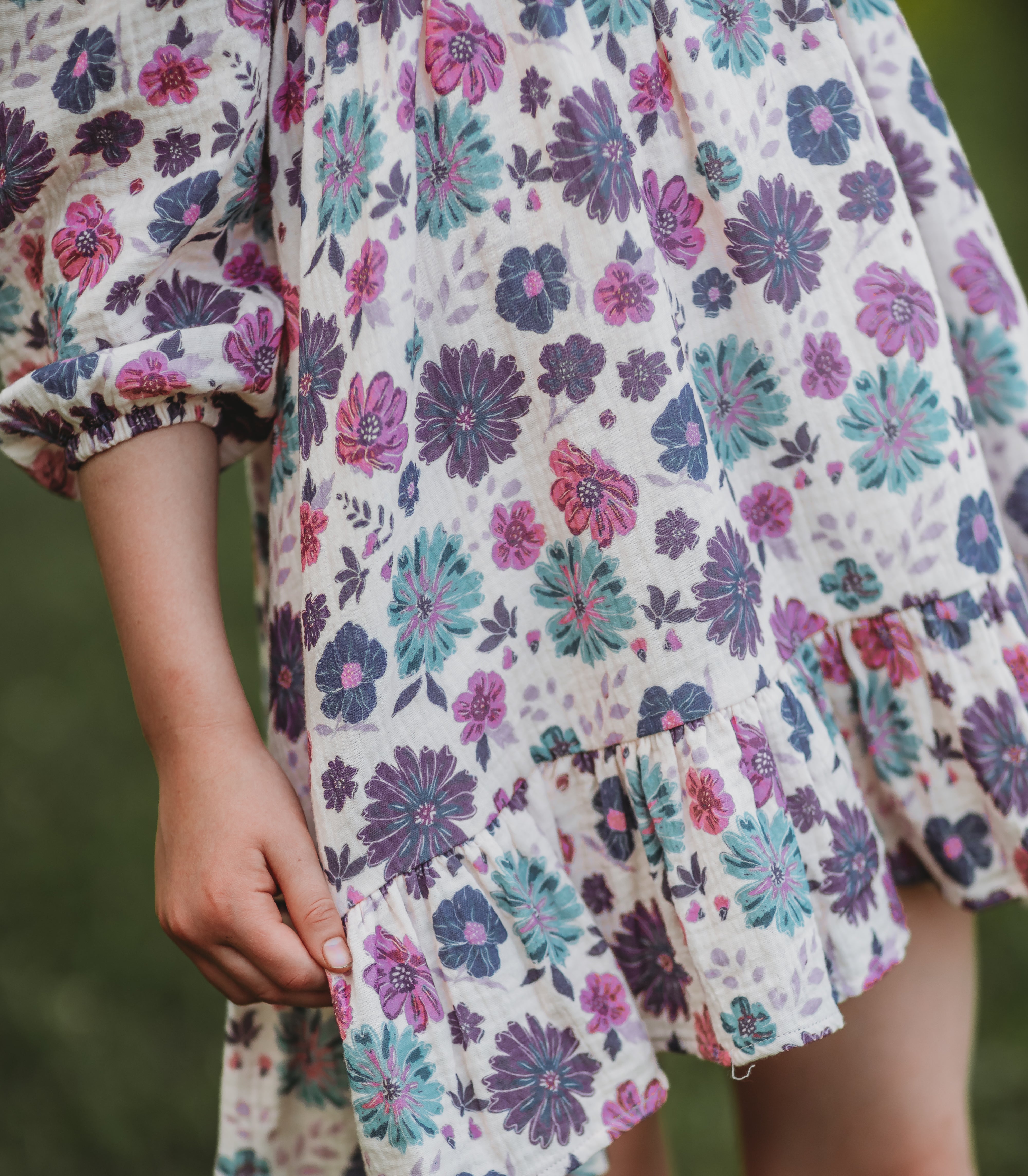 Puff Sleeve Gauze Dress - Jewelbloom (Pre-Order)