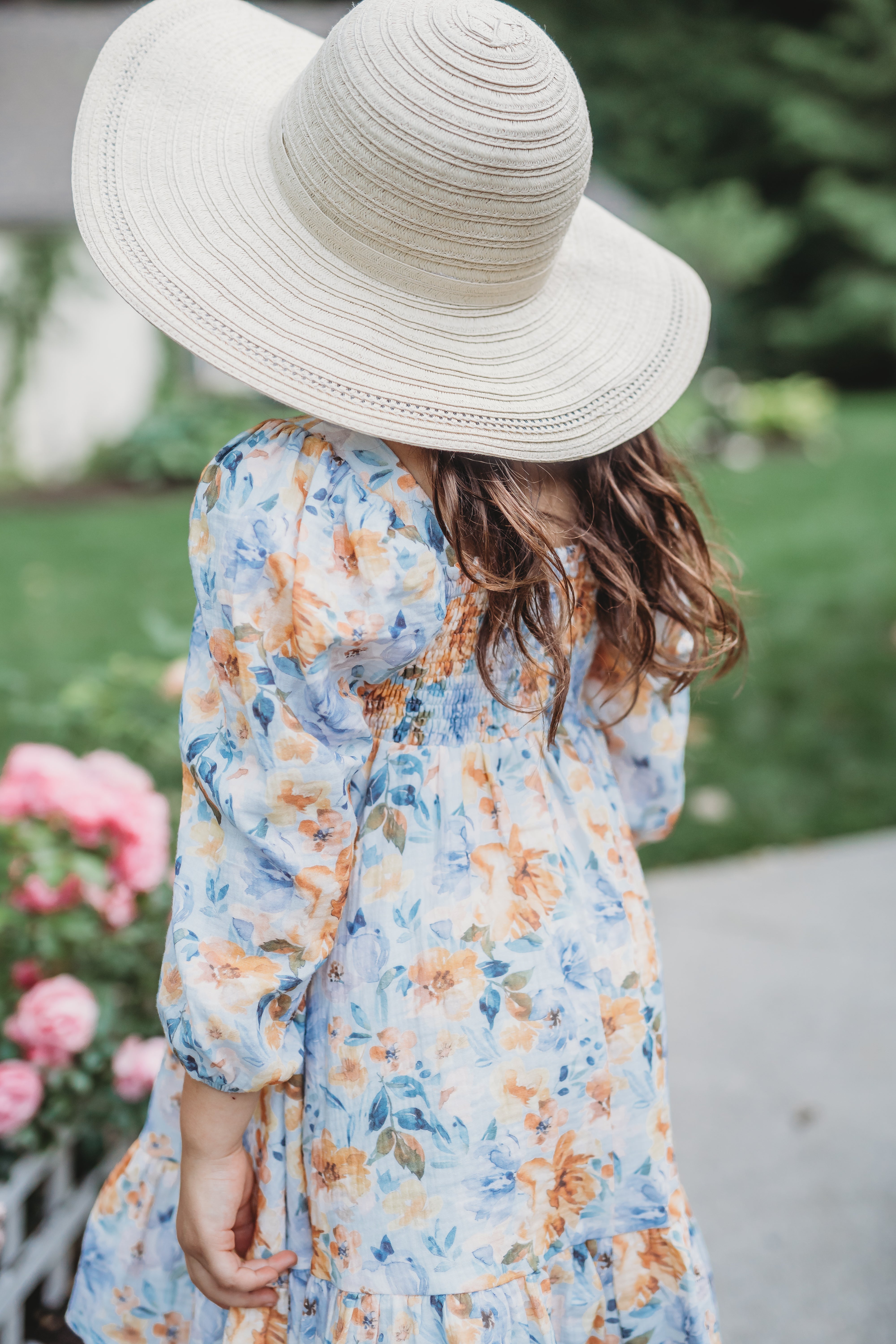 Puff Sleeve Gauze Dress - Azure & Amber (Pre-Order)
