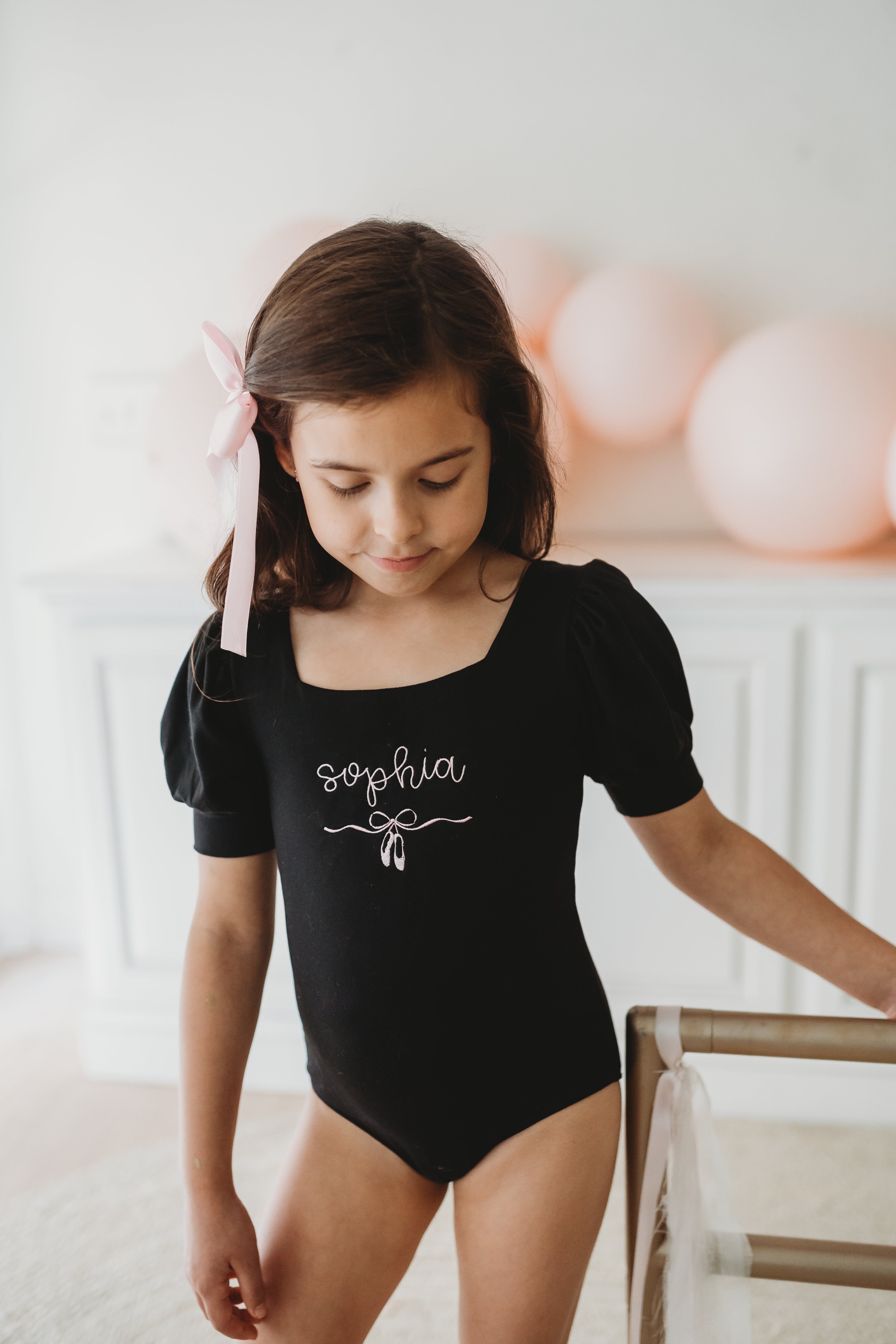 Puff Sleeve Leotard - Black Magic