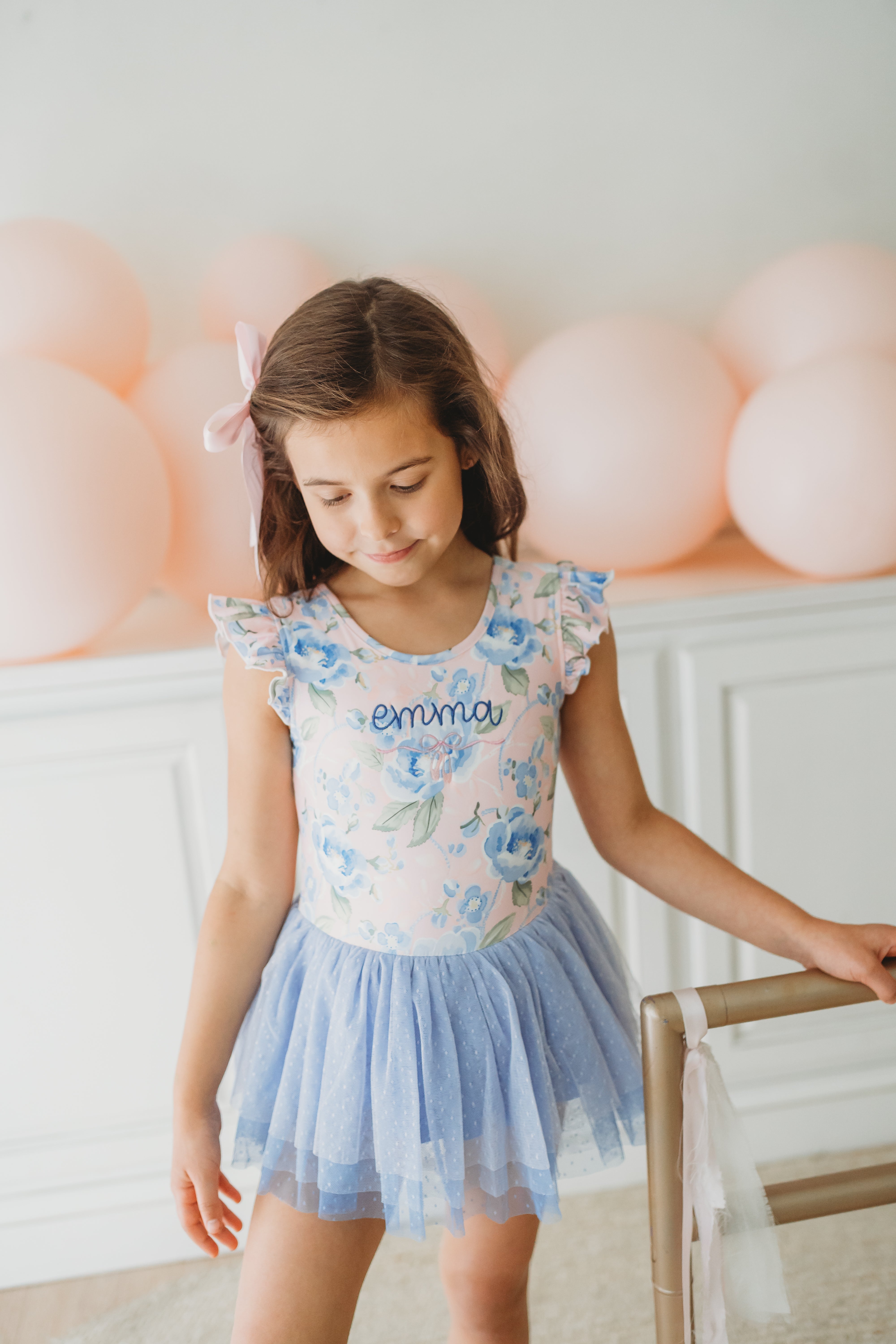 Farrah Tiered Leotard - Blush & Bloom