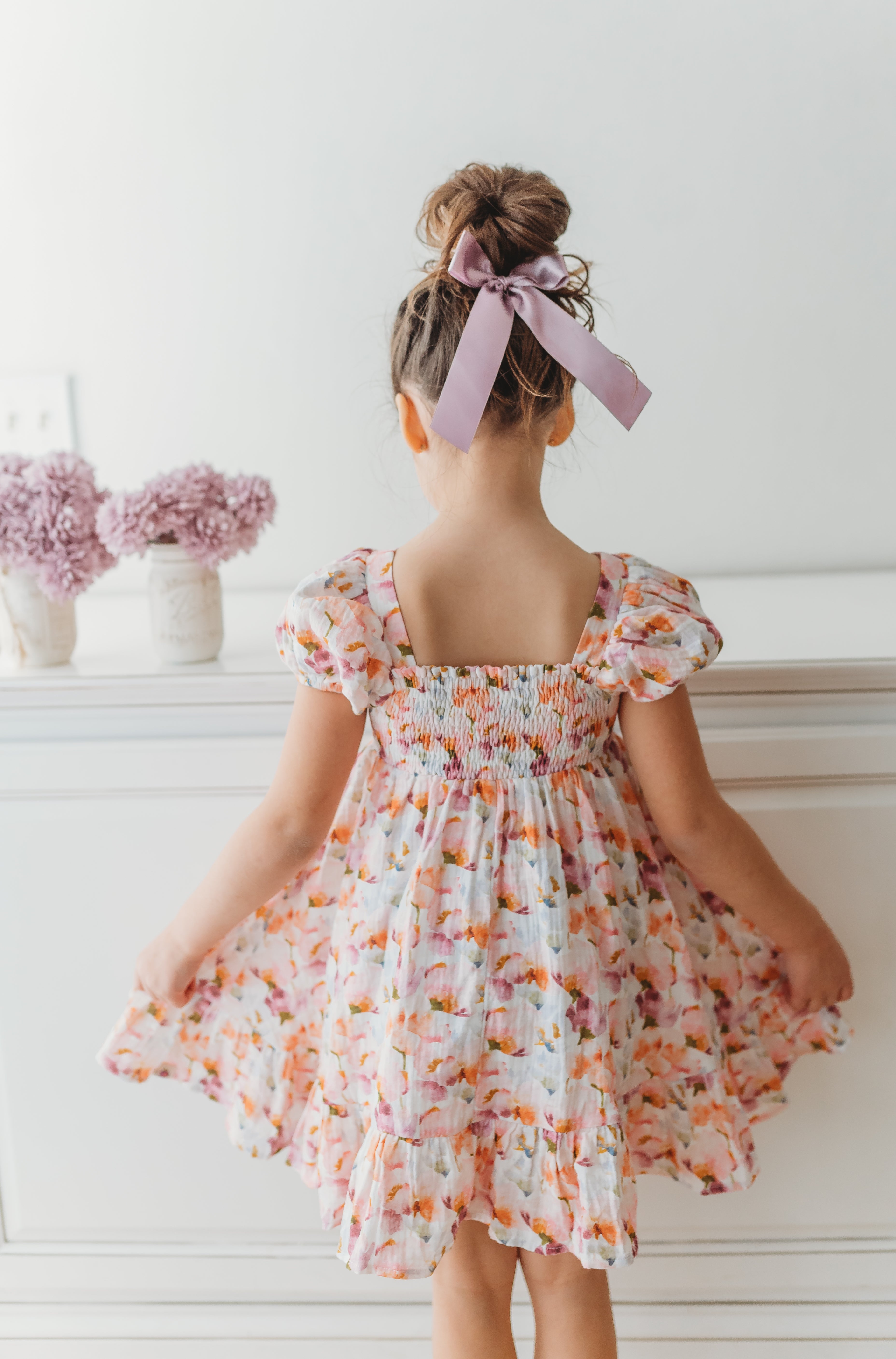 Puff Sleeve Gauze Dress - Lavender Haze