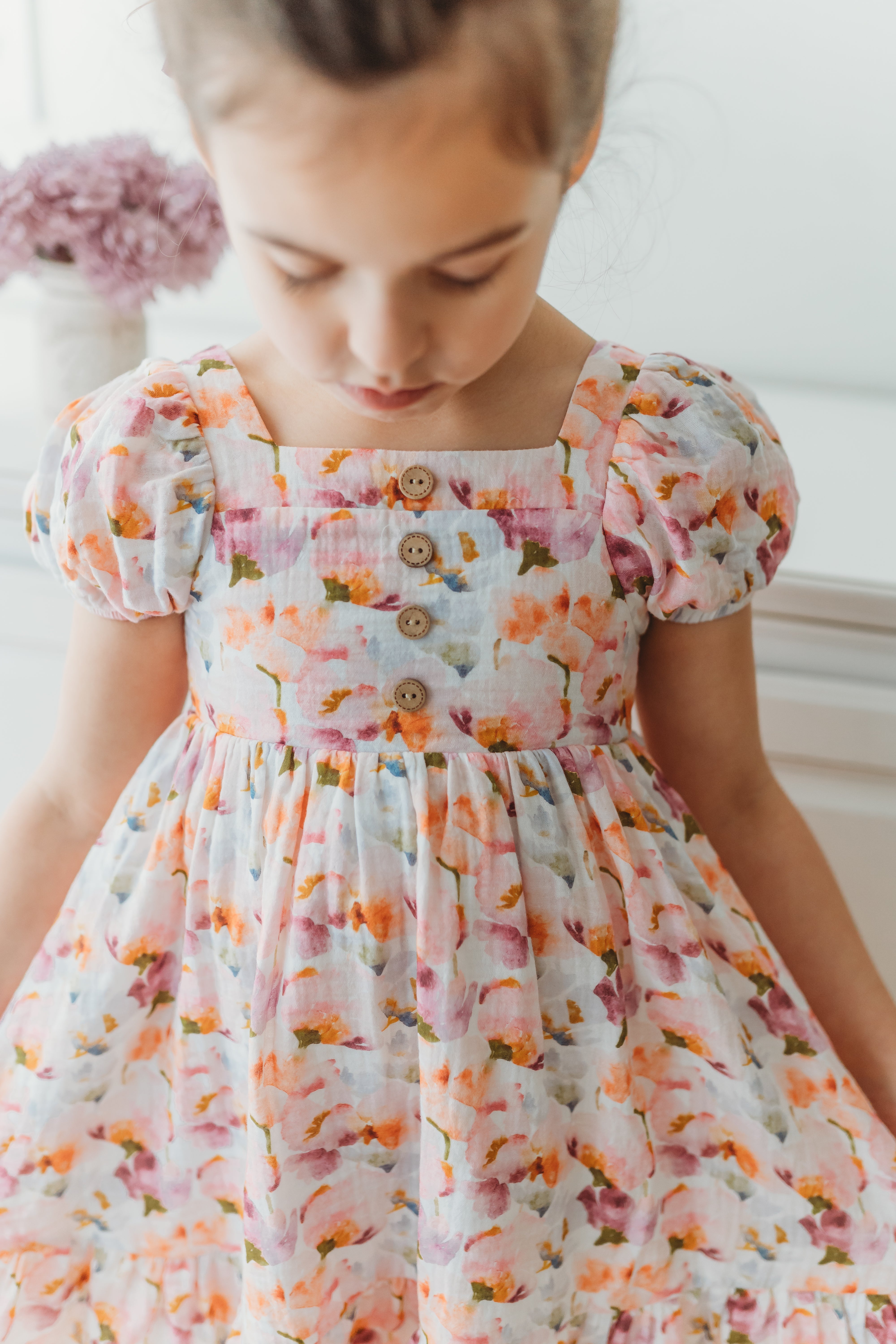 Puff Sleeve Gauze Dress - Lavender Haze