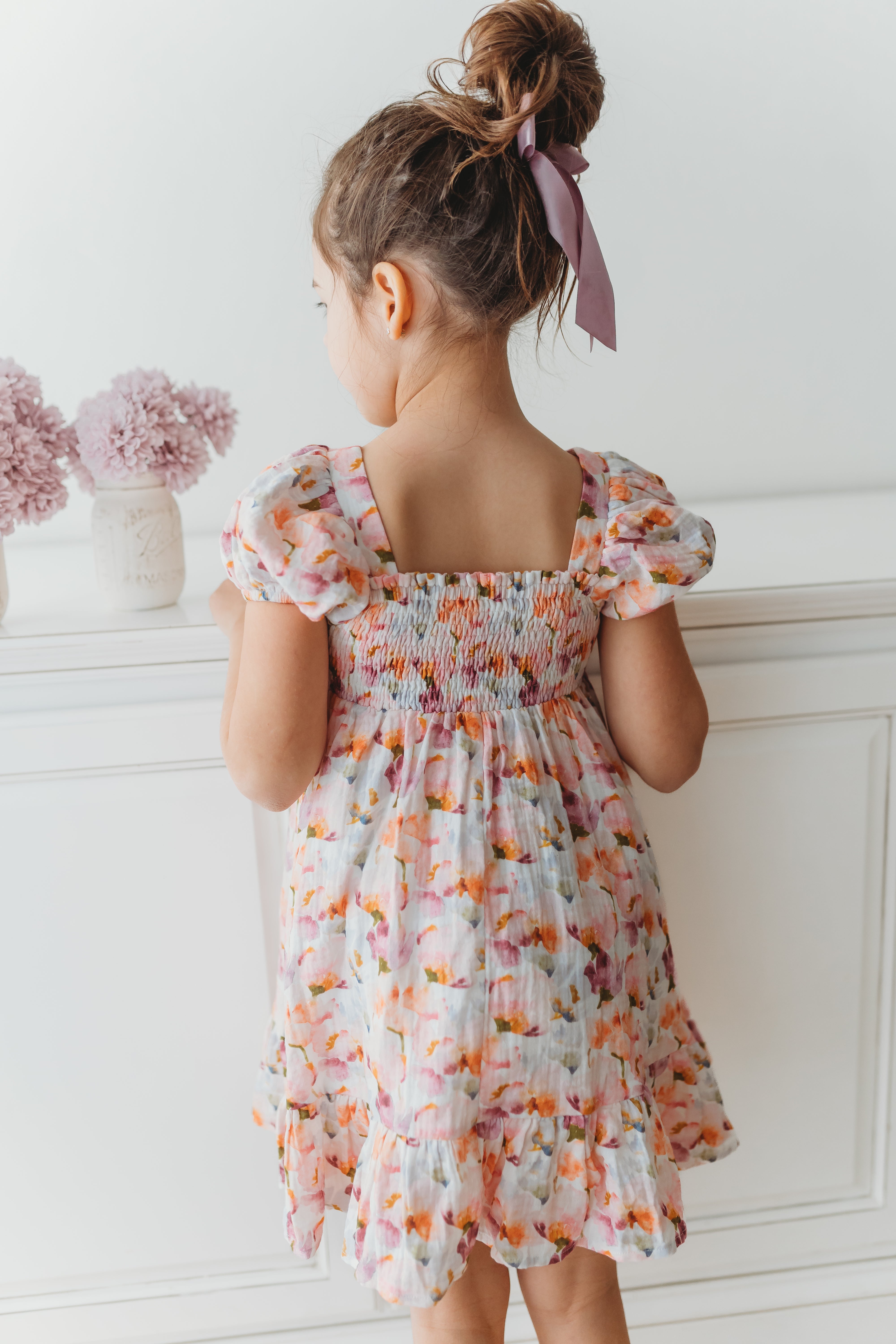 Puff Sleeve Gauze Dress - Lavender Haze