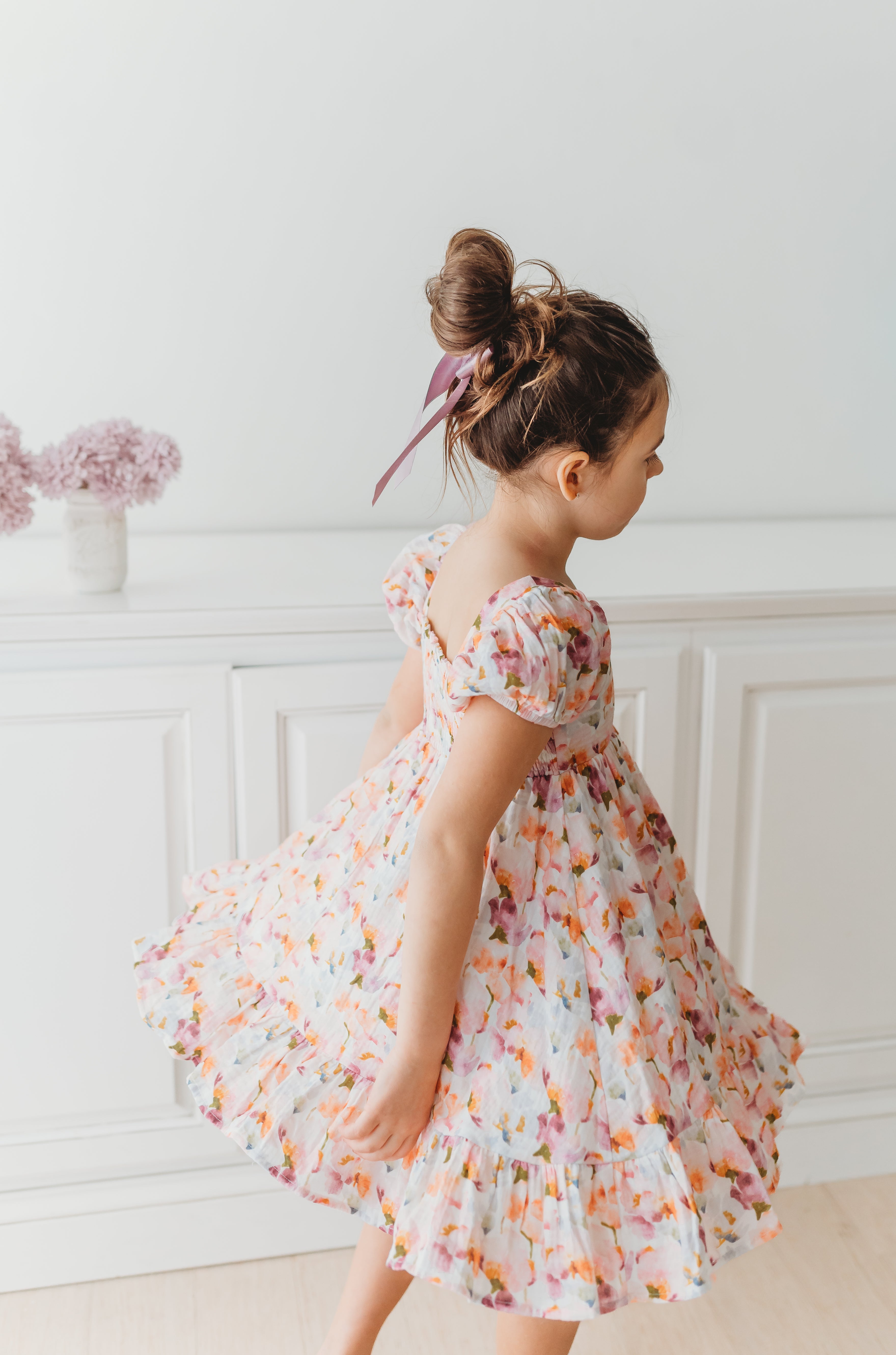 Puff Sleeve Gauze Dress - Lavender Haze