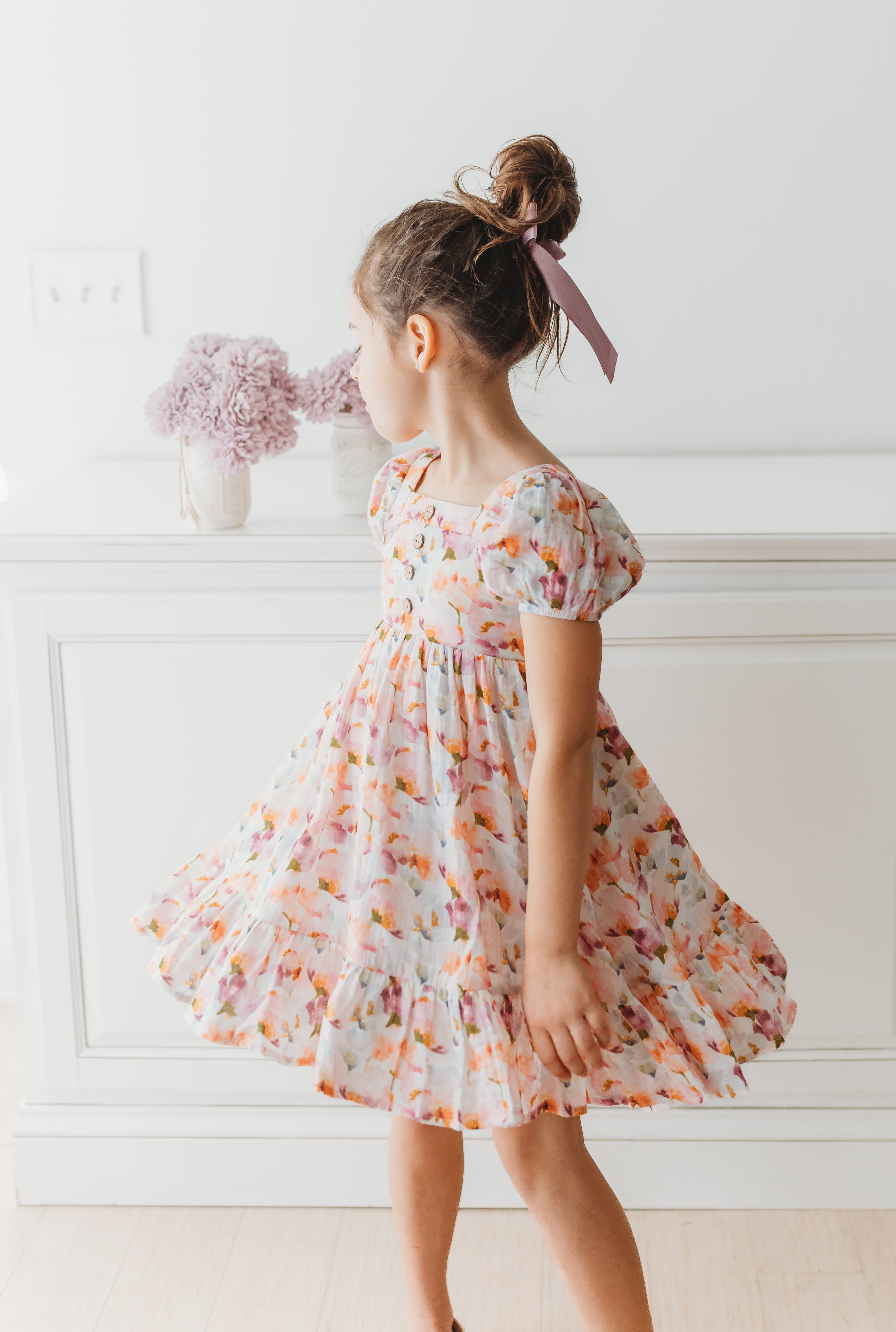 Puff Sleeve Gauze Dress - Lavender Haze