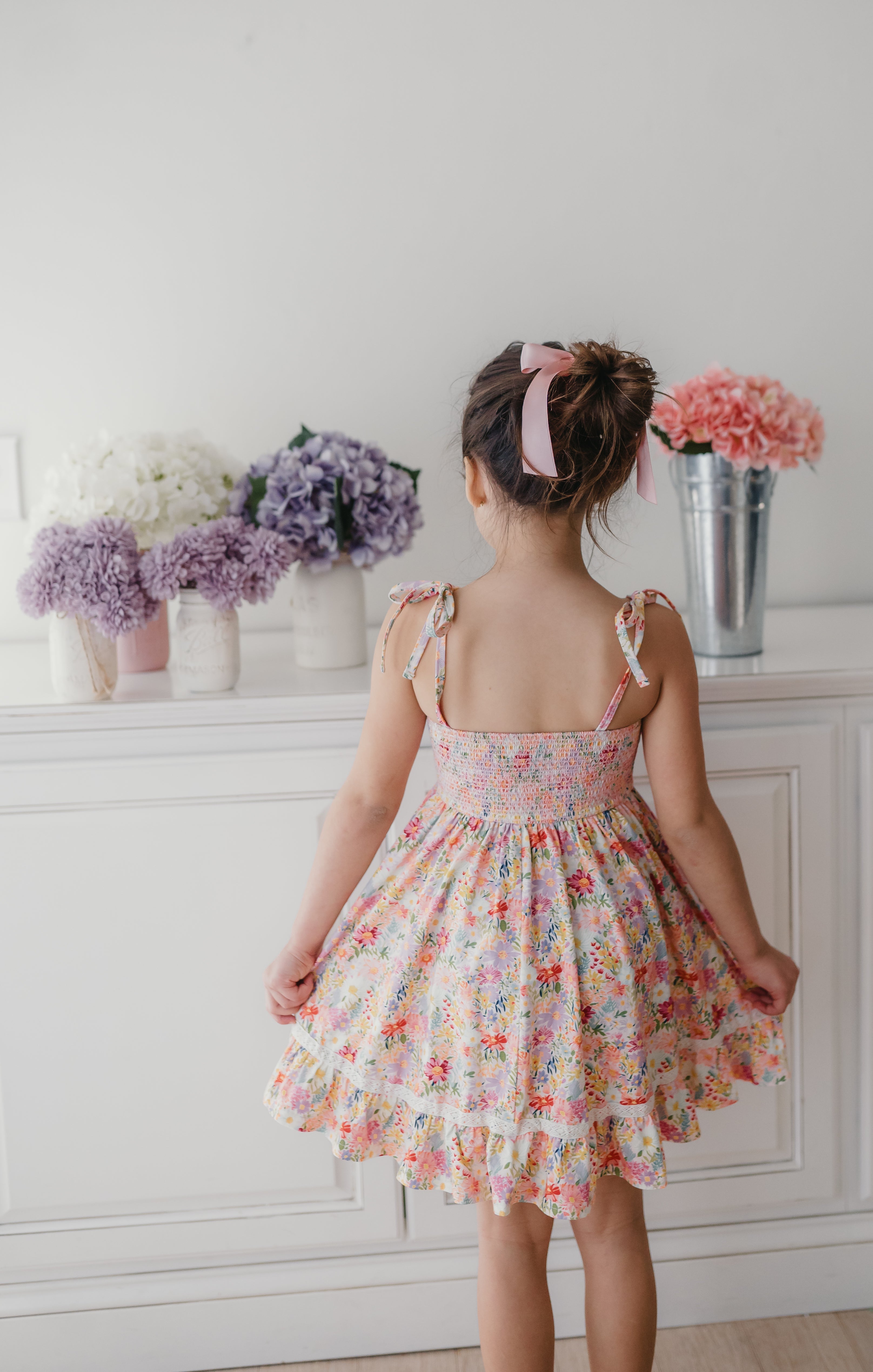 Elara Smocked Knit Dress - Wildflower Waltz
