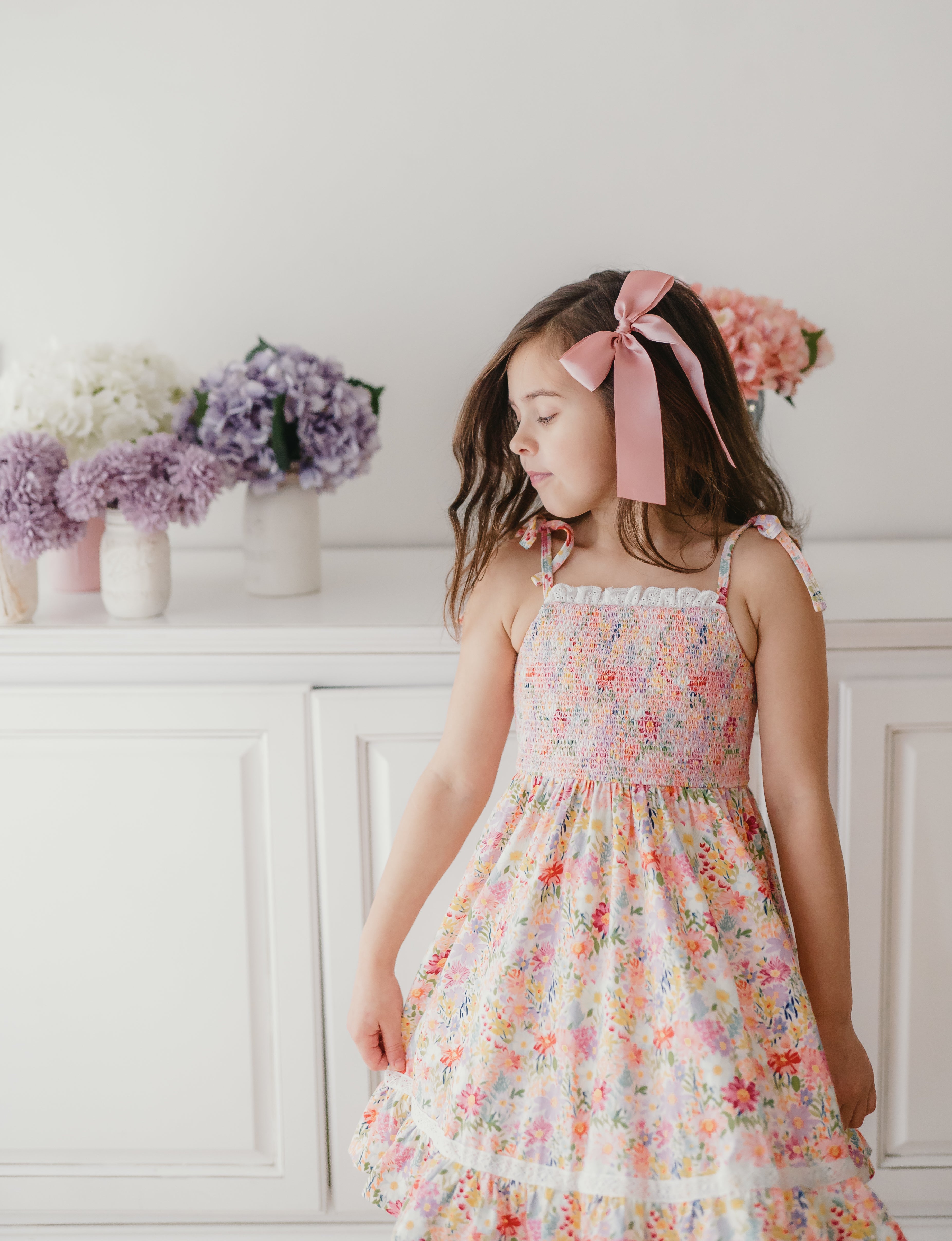 Elara Smocked Knit Dress - Wildflower Waltz