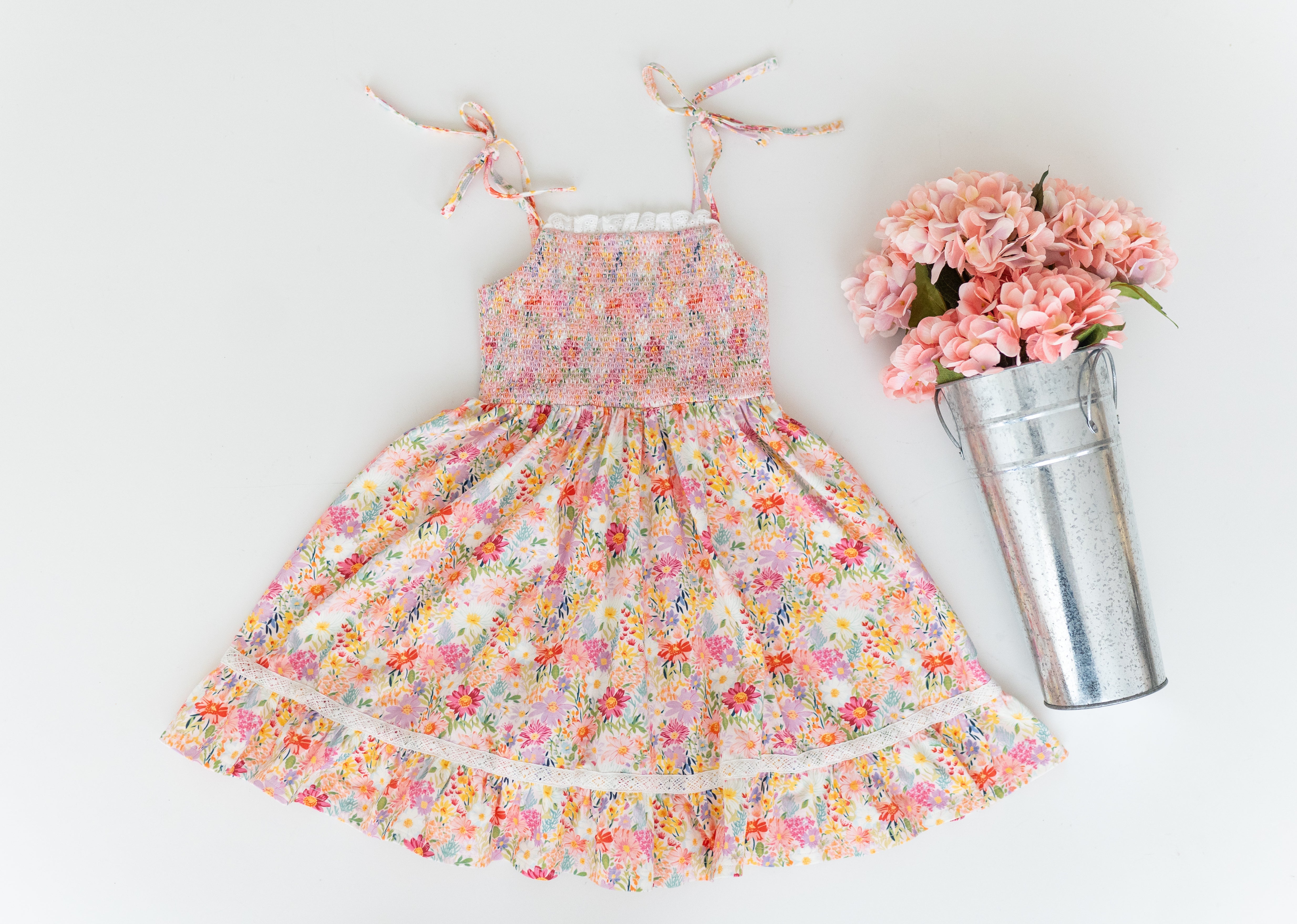 Elara Smocked Knit Dress - Wildflower Waltz