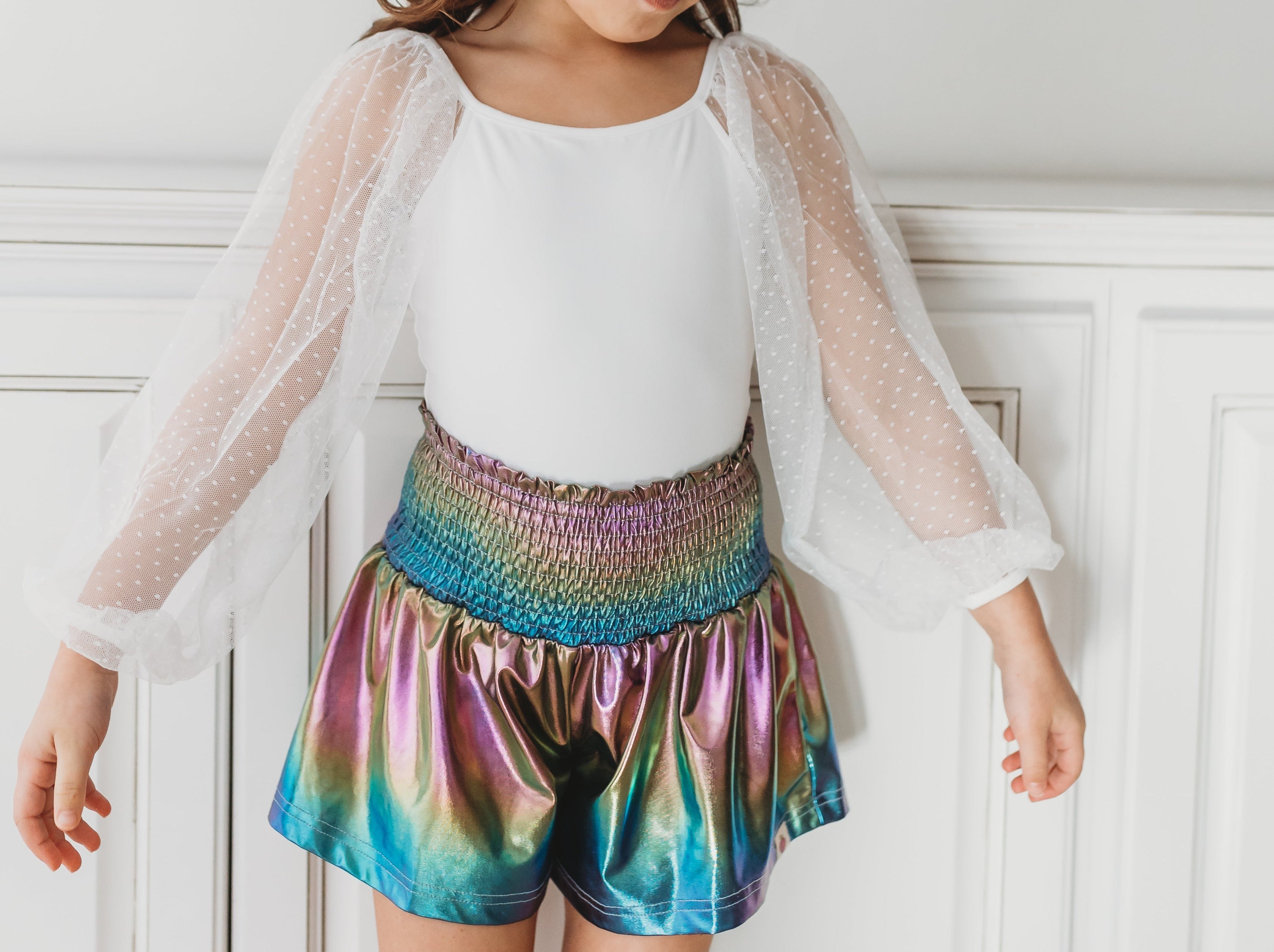 Flowy Metallic Shorts - Iridescent Dreams