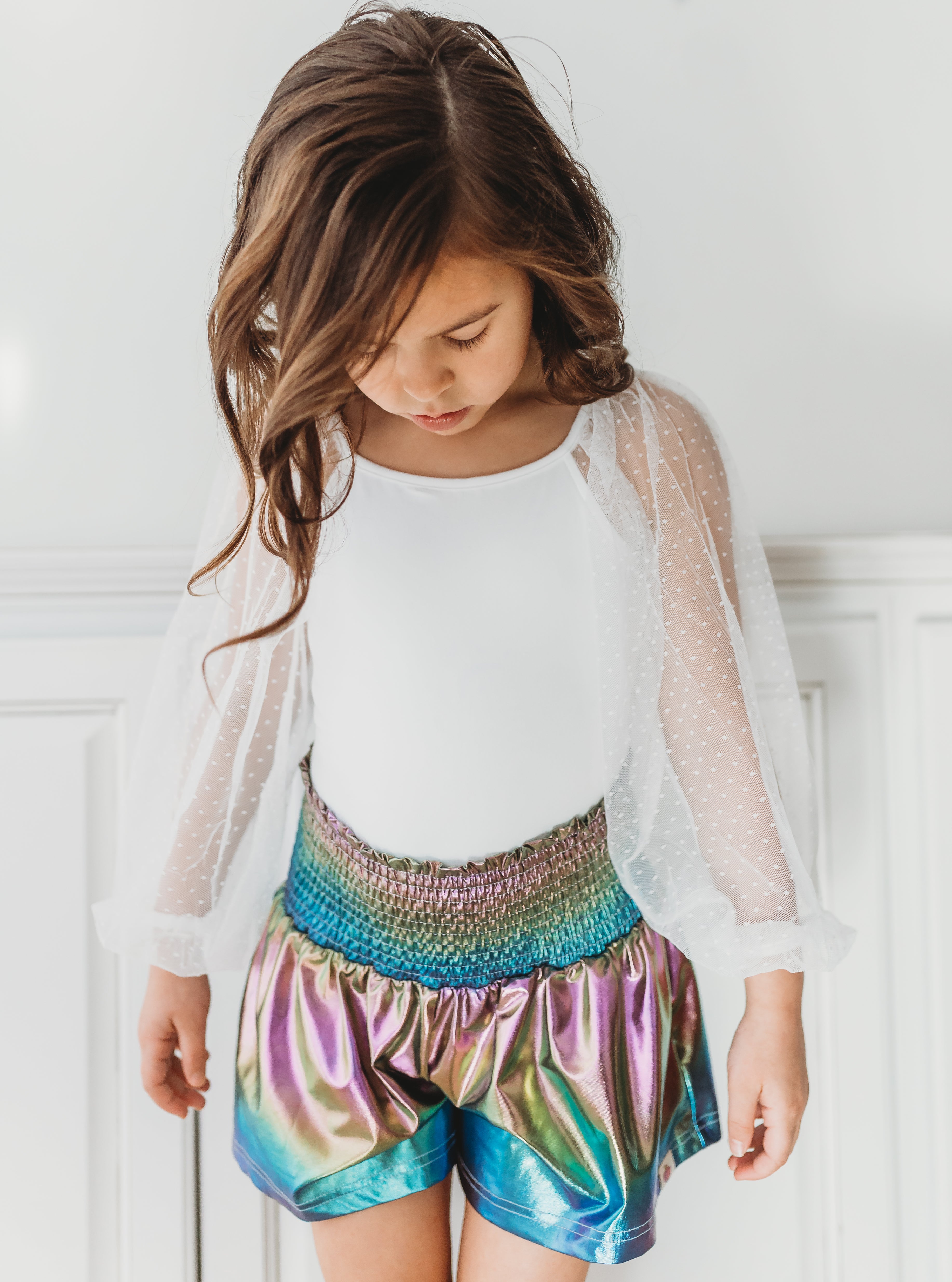 Flowy Metallic Shorts - Iridescent Dreams