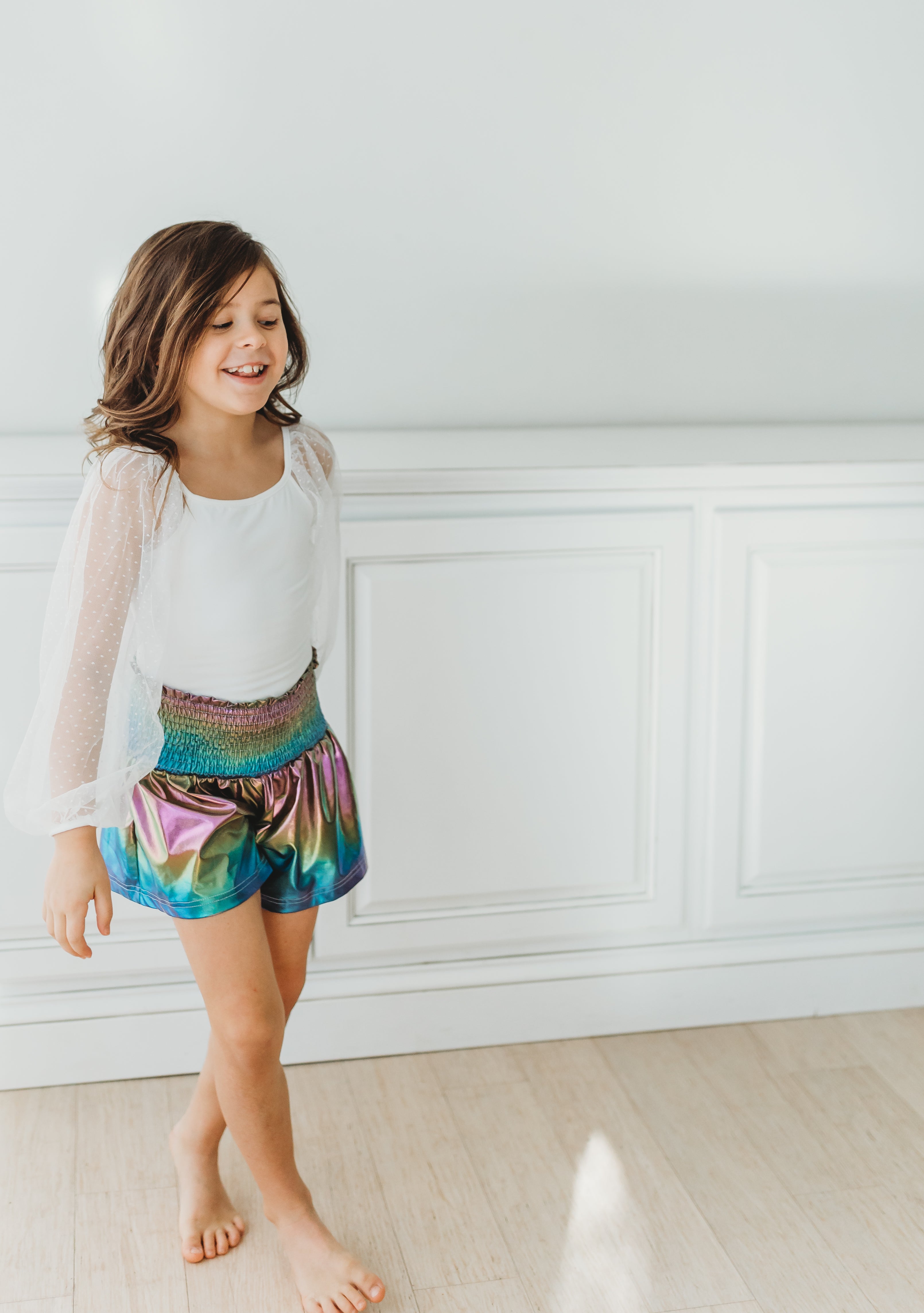 Flowy Metallic Shorts - Iridescent Dreams