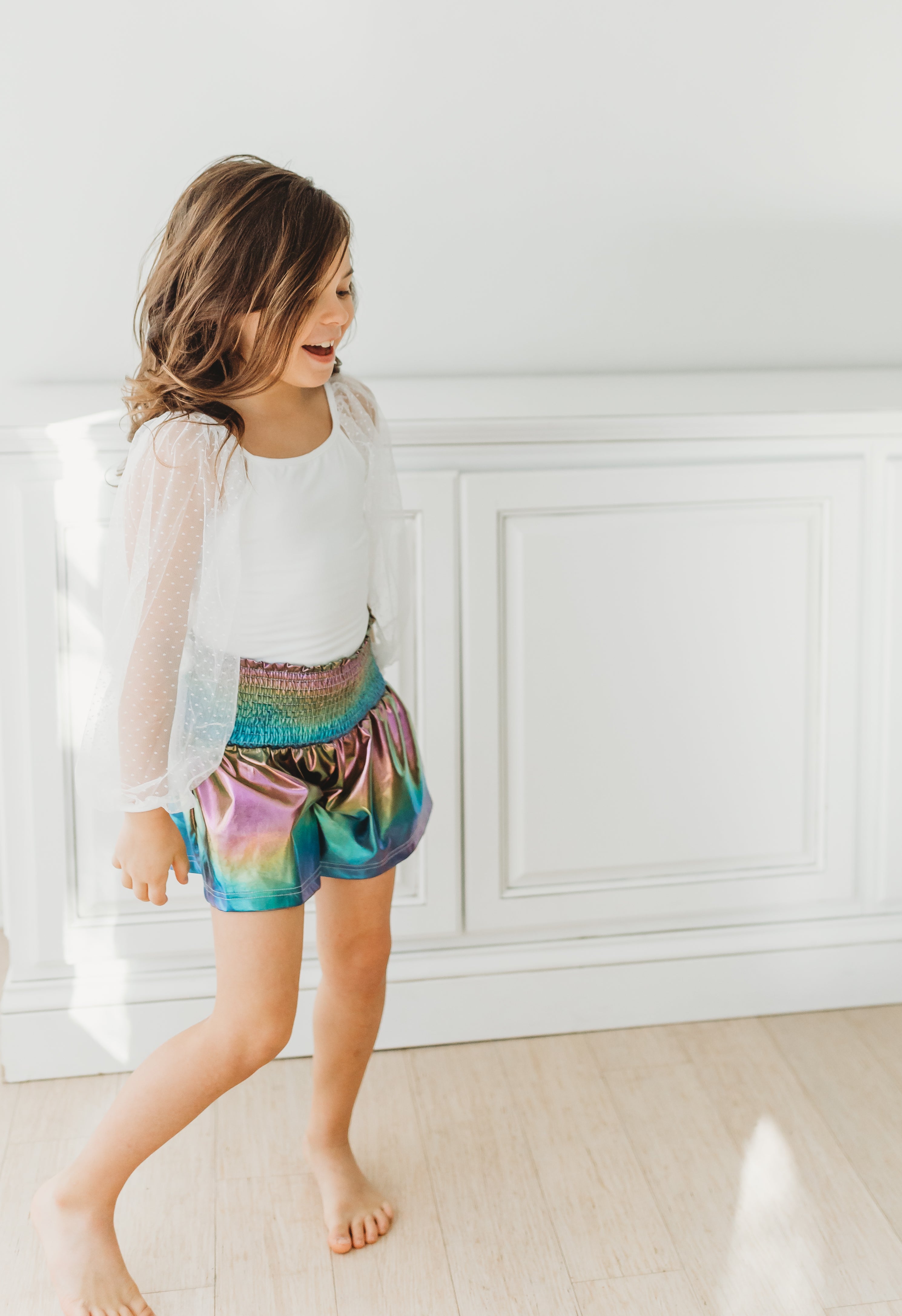 Flowy Metallic Shorts - Iridescent Dreams