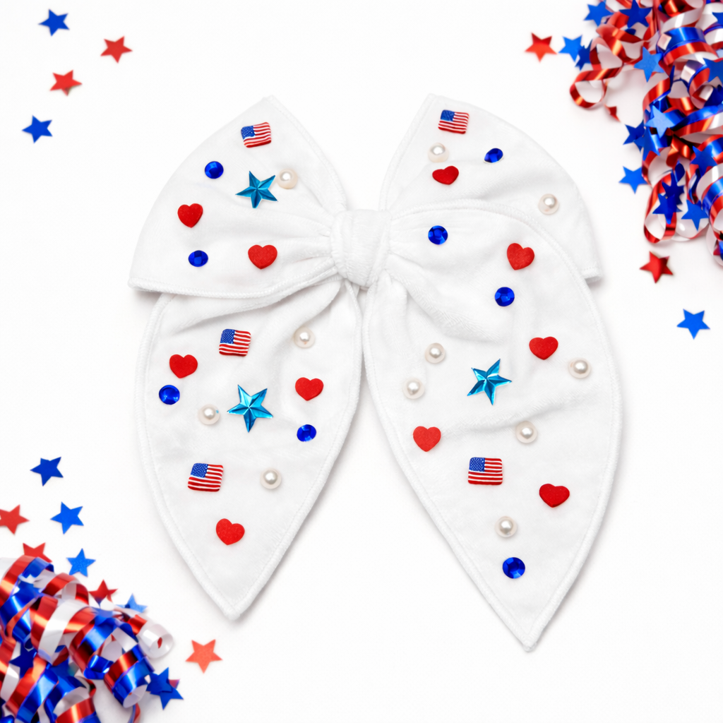 USA Hooray Hair Bow - (Multiple Colors)