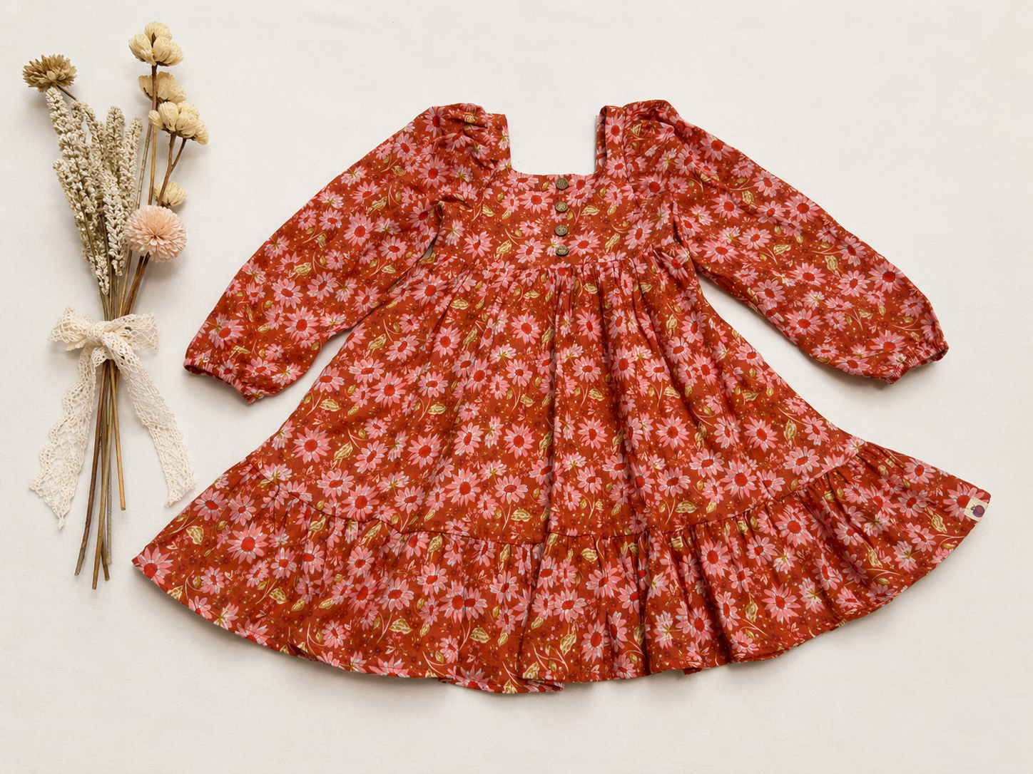 Puff Sleeve Gauze Dress - Cherry Fizz (Pre-Order)