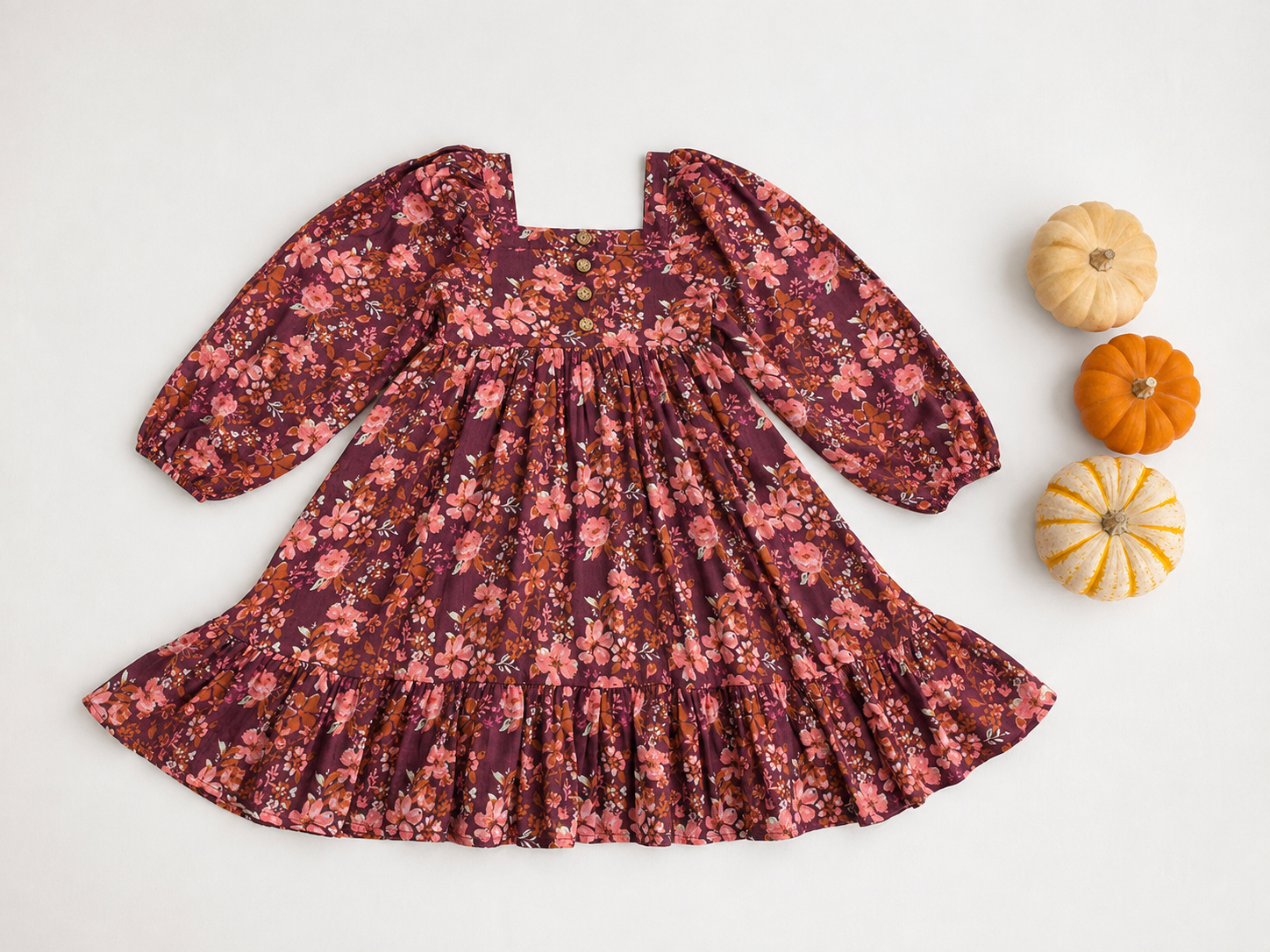 Puff Sleeve Gauze Dress - Floral Sonata (Pre-Order)