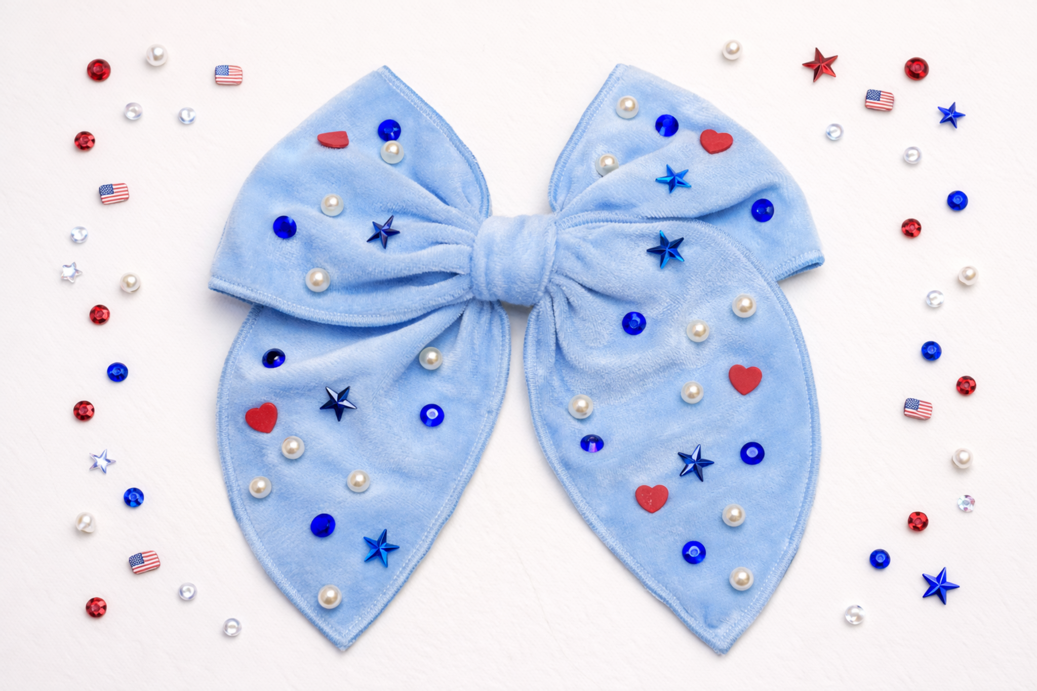 Patriotic Pearls Hair Bow - (Multiple Colors)