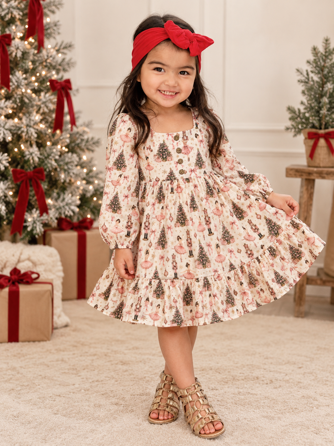 Puff Sleeve Gauze Dress - Enchanted Nutcracker (Pre-Order ships end of October)