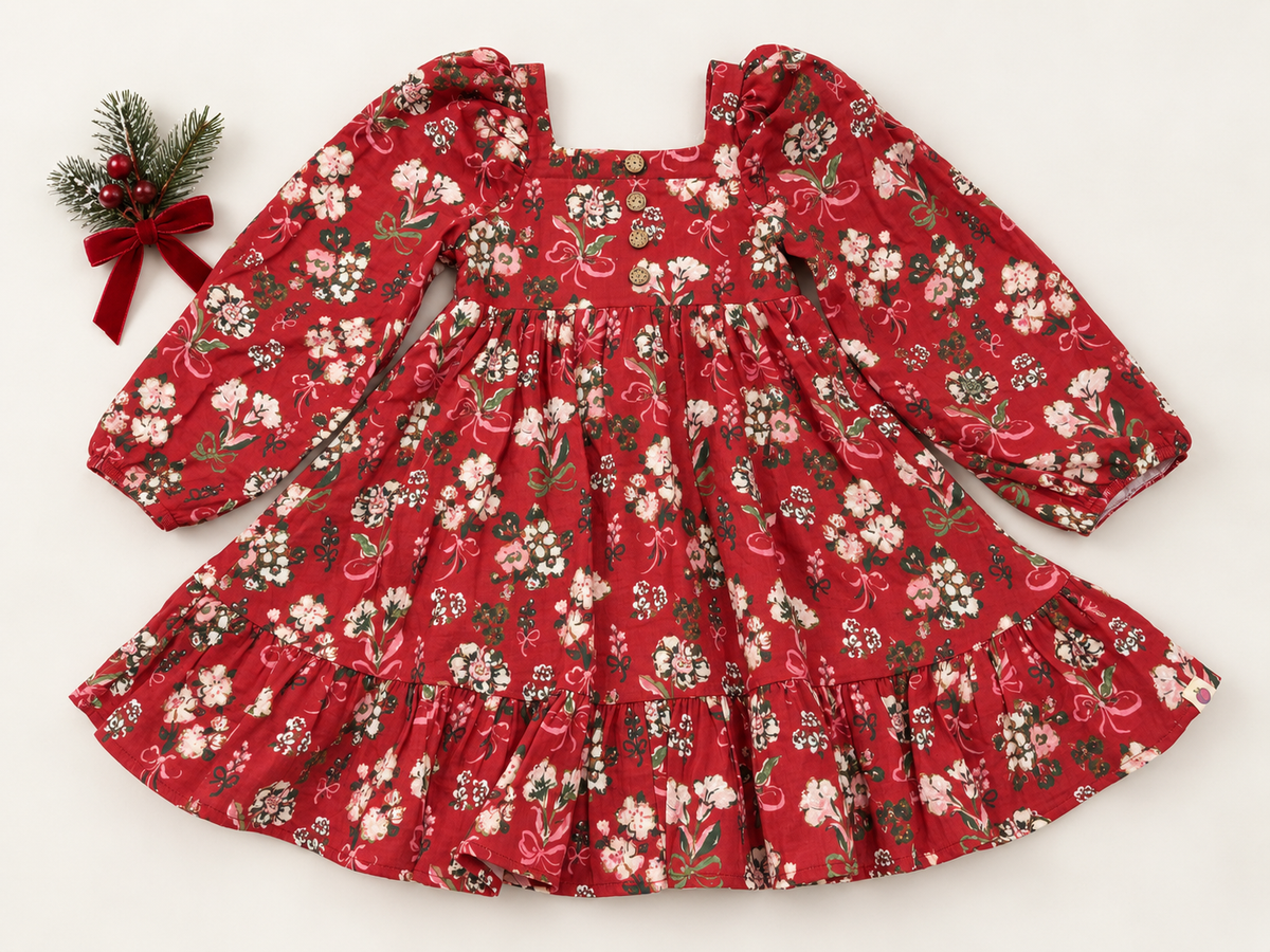 Puff Sleeve Gauze Dress - Merry Magnolia (Pre-Order ships end of October)