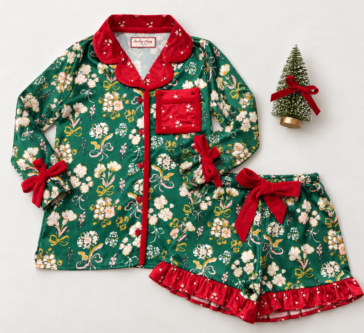 Satin Loungewear Set - Mistletoe Manor (Pre-Order ships early November)