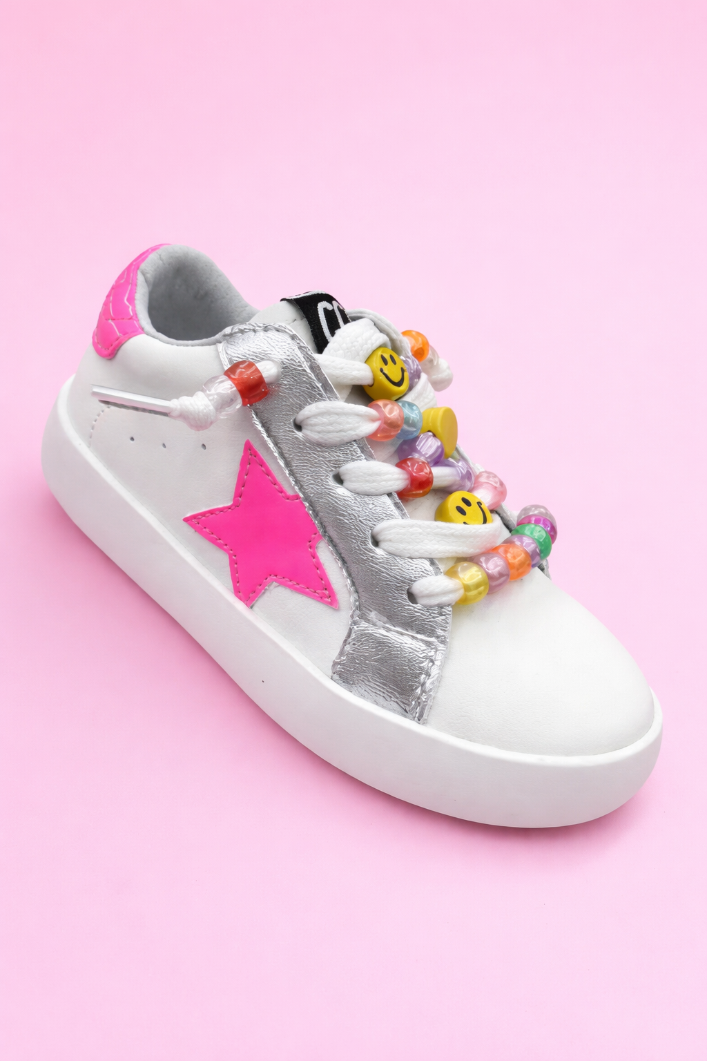 Hot Pink Star & Beaded Sneakers