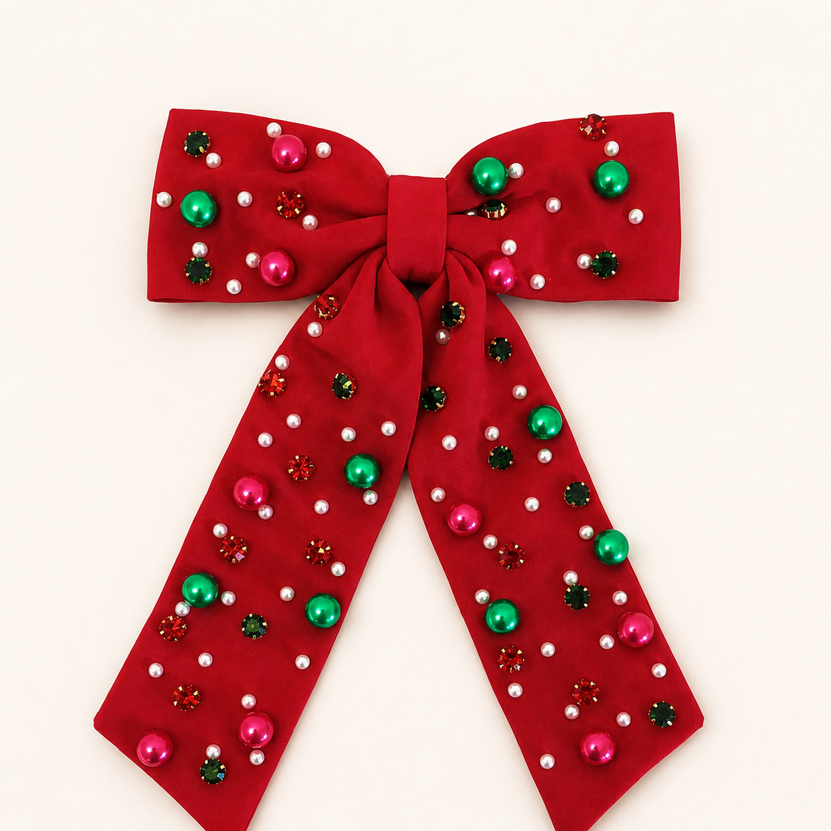 Beaded Hair Bow - Jingle Jewel Bow