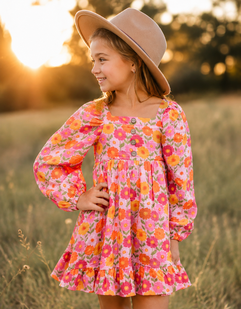 Puff Sleeve Dress - Spiced Meadow (Pre-Order)