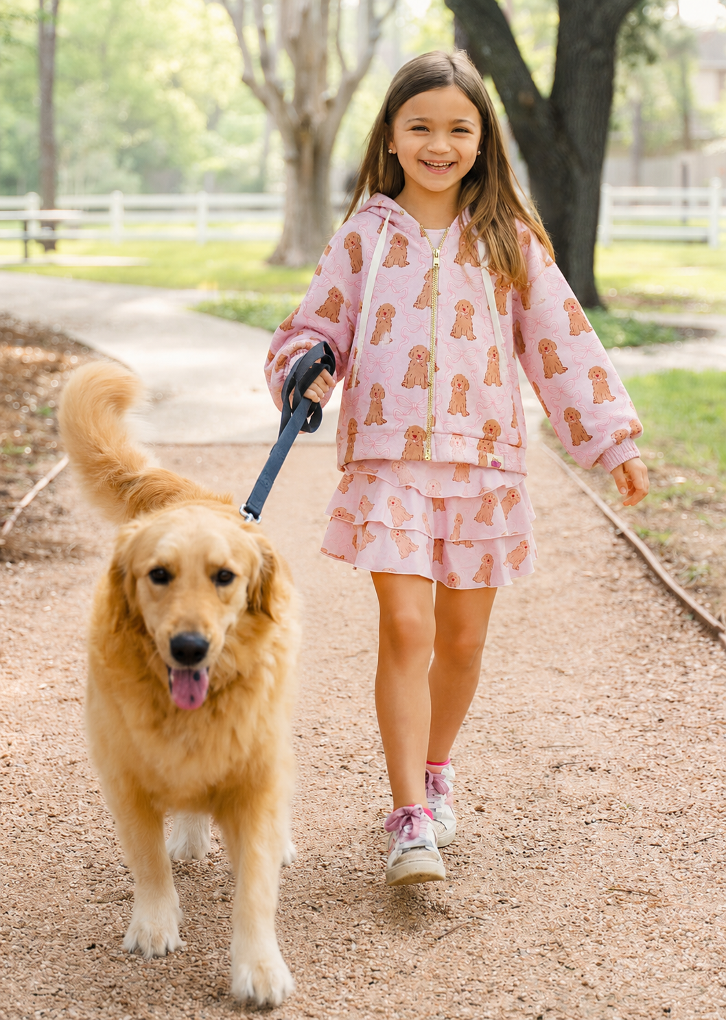 Velour Active Zipper Sweater - Puppy Bow Parade (Pre-Order)