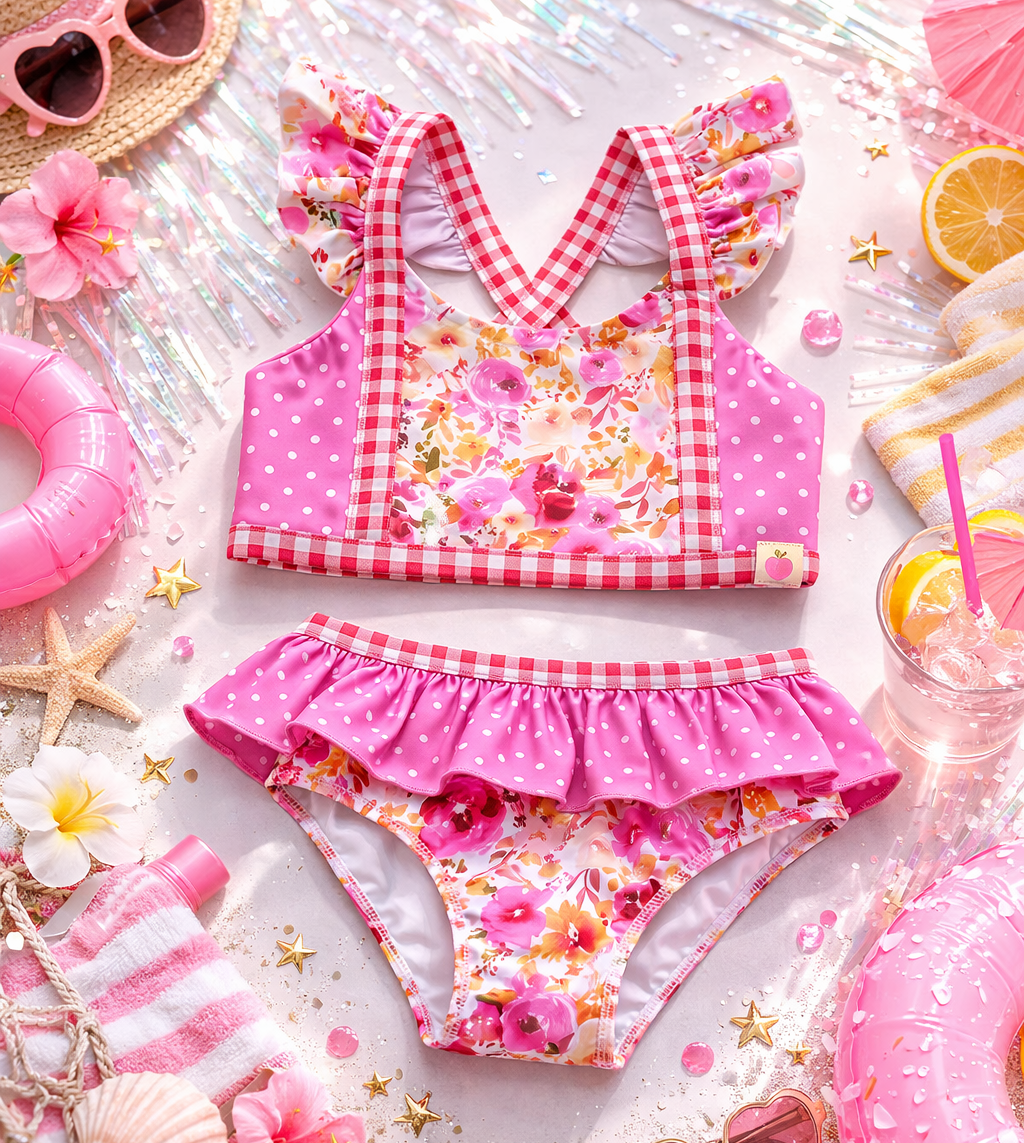 Nora Swimsuit - Pink Posy Parade – Cheeky Plum