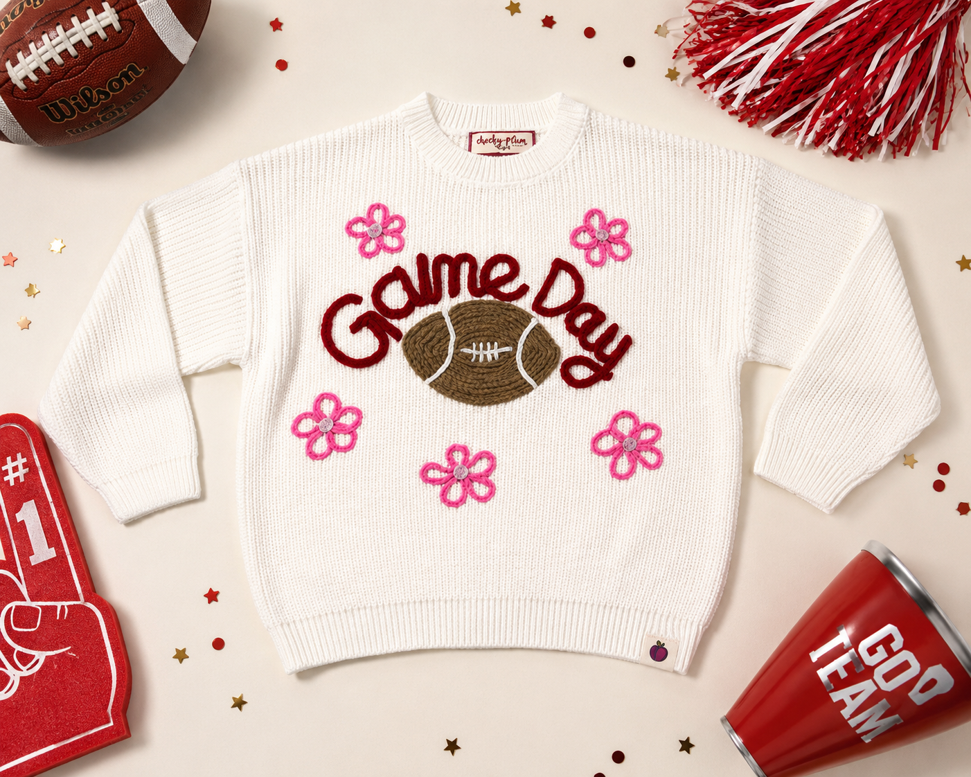 Embroidered Knit Sweater - Game Day Cutie
