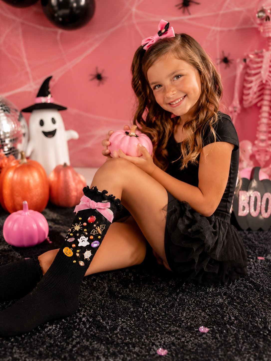Girls Crew Socks - Bows & Boos