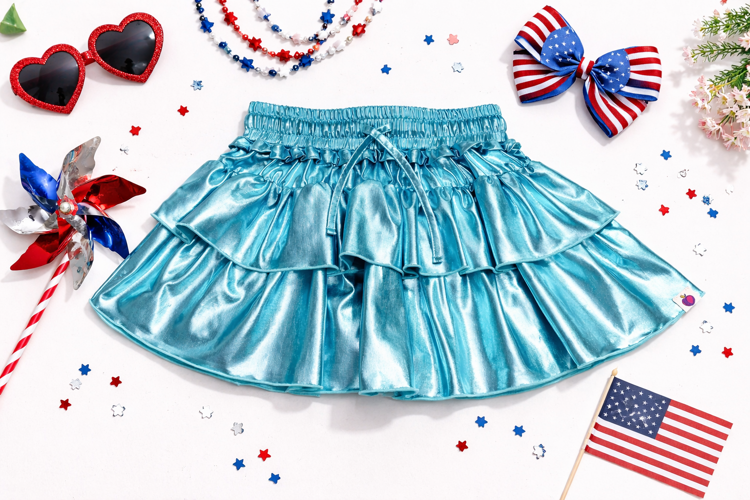 Blair Metallic Skirt - Seafoam Shimmer (Pre-Order)