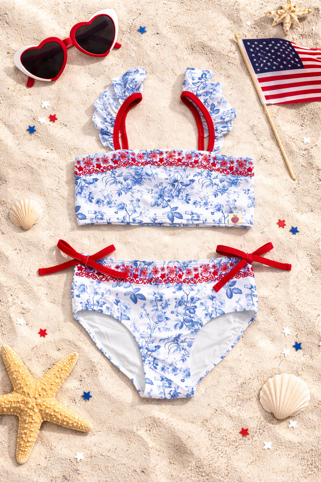 Hazel Embroidered Swimsuit - Liberty Lane Toile