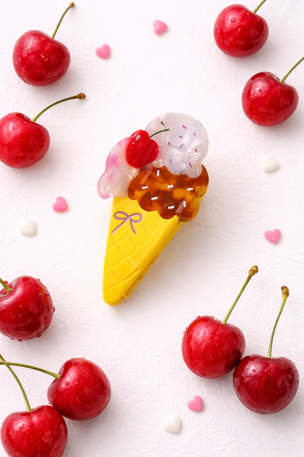 Hair Claw Clip - Ice Cream with Cherry