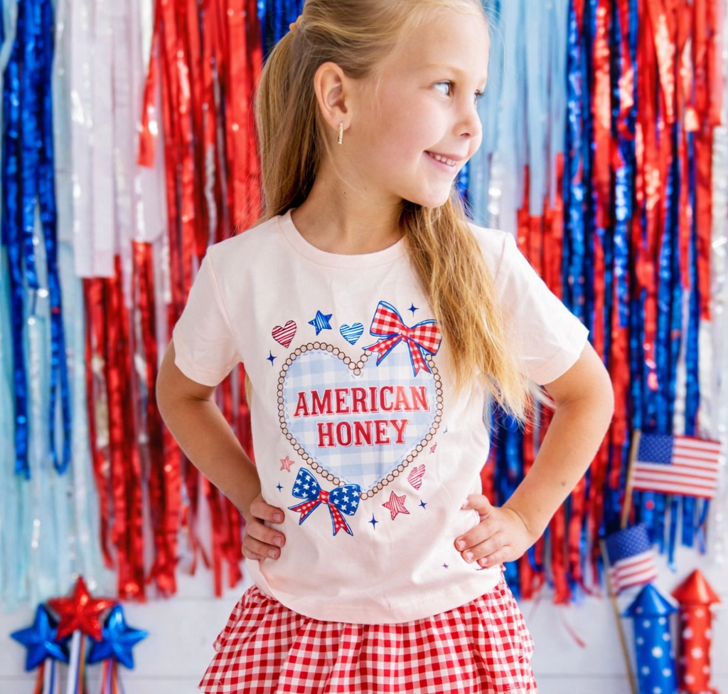 Graphic Tee - Gingham American Honey – Cheeky Plum